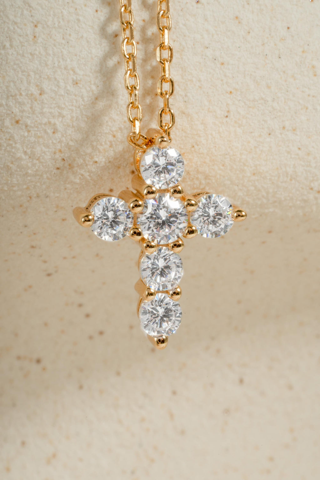 Diamond Studded Cross Necklace, Faith Necklace, Religious Jewelry, Adjustable Chain Christian Cross Pendant