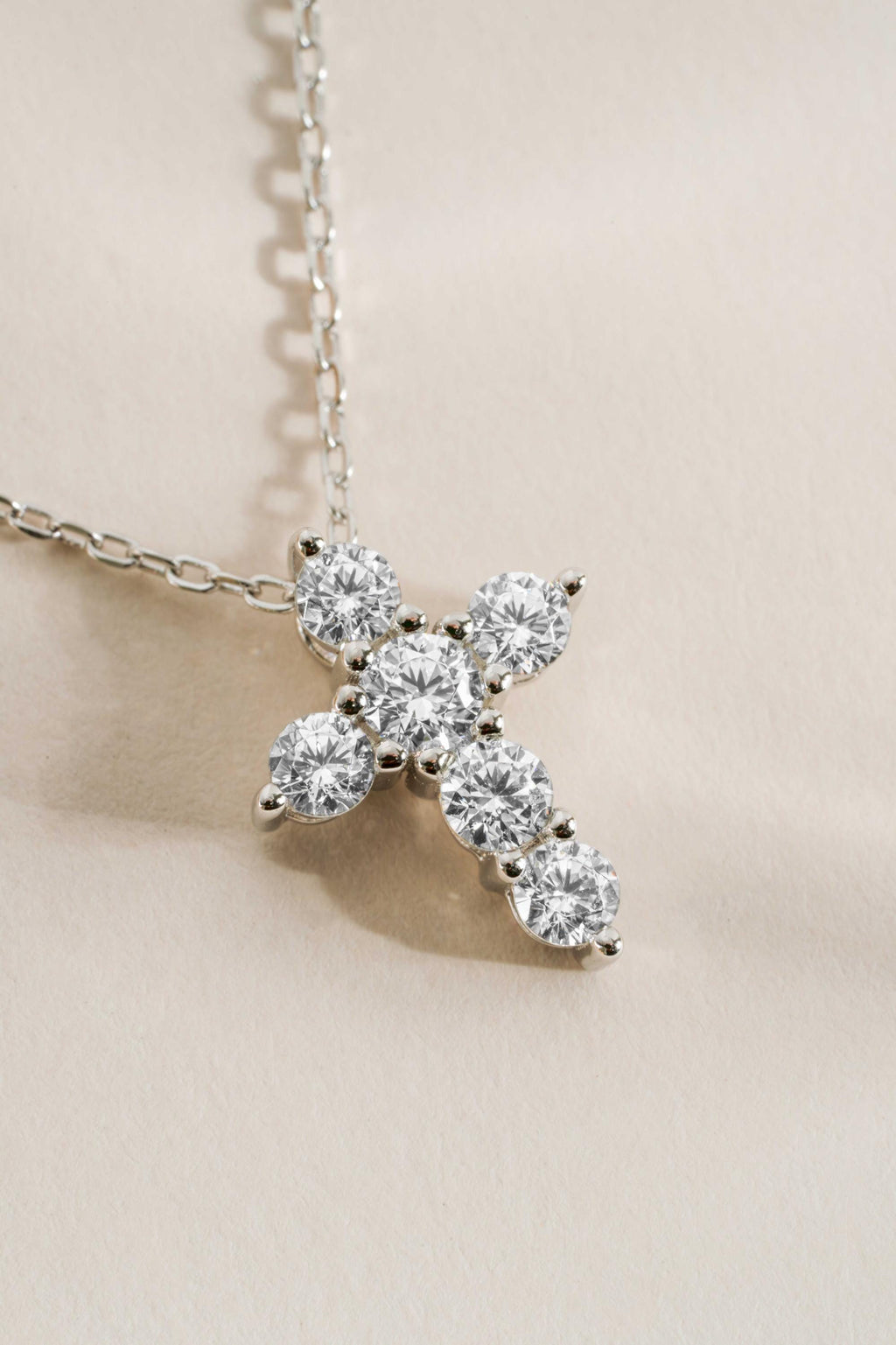 Diamond Studded Cross Necklace, Faith Necklace, Religious Jewelry, Adjustable Chain Christian Cross Pendant