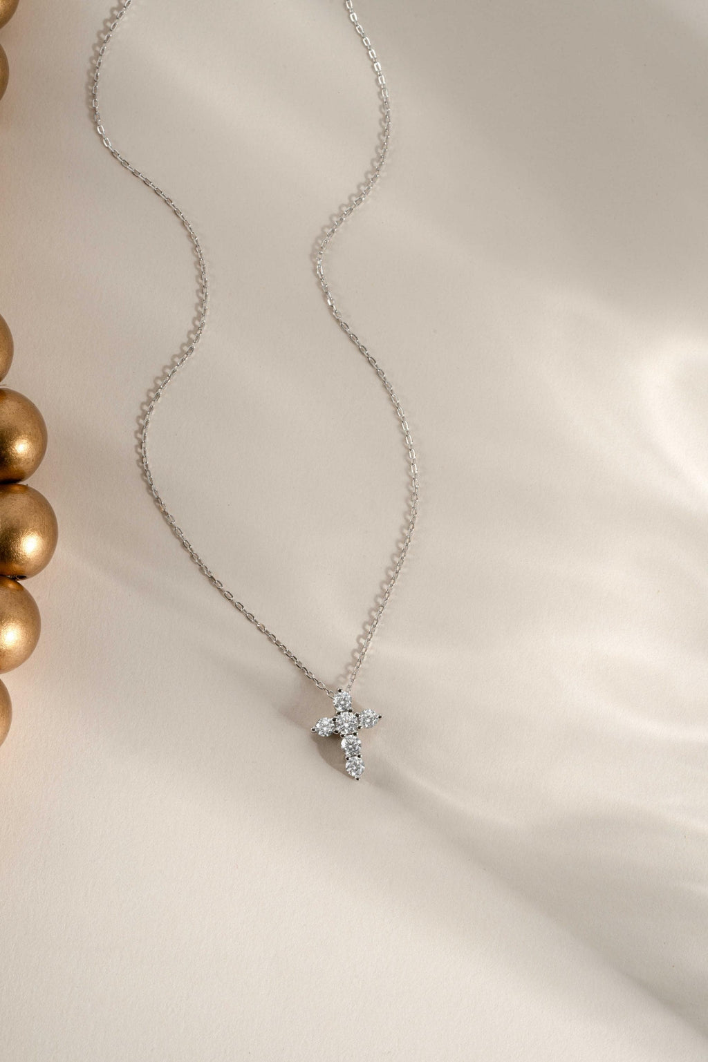 Diamond Studded Cross Necklace, Faith Necklace, Religious Jewelry, Adjustable Chain Christian Cross Pendant