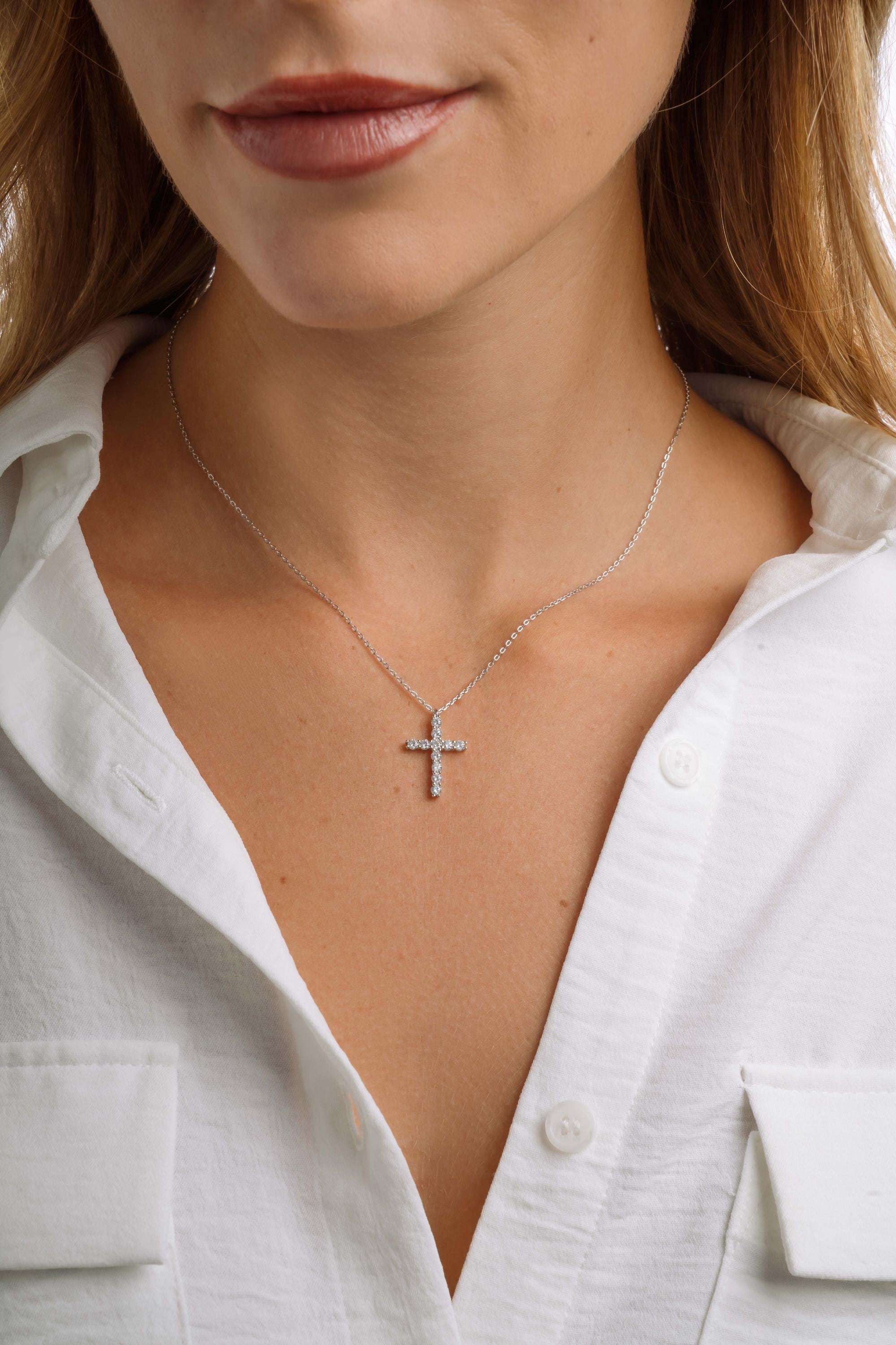 Cross Pendant Necklace by Sami Jewels, Christian Jewelry, Religious Jewelry, Diamond Cross Necklace