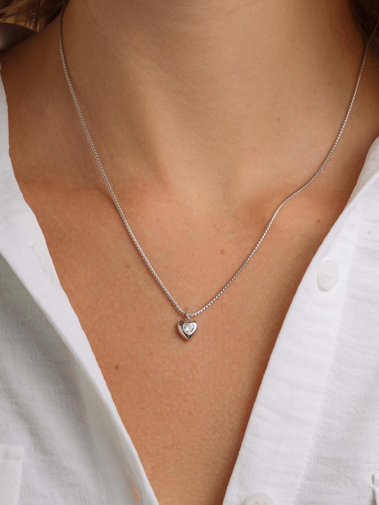 Heart Necklace by Sami Jewels, Love Necklace, Diamond Pendant, Chain Necklace, Pendant Necklace, Dainty Necklace, Anniversary Gift