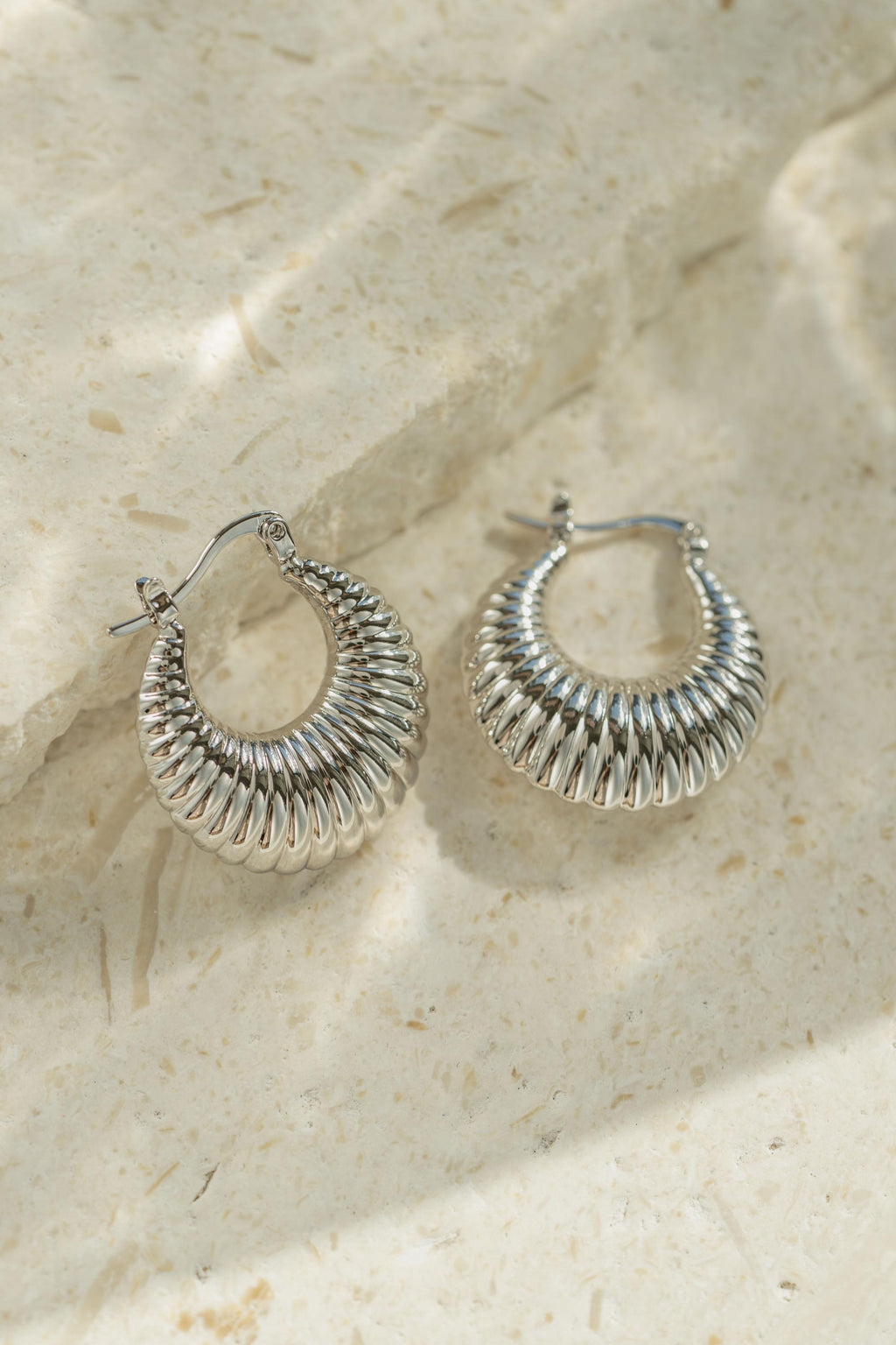 Chunky Ribbed Hoop Earrings by Sami Jewels, Vintage Earrings, Statement Earrings, Trendy Hoops, Dome Hoop Earrings