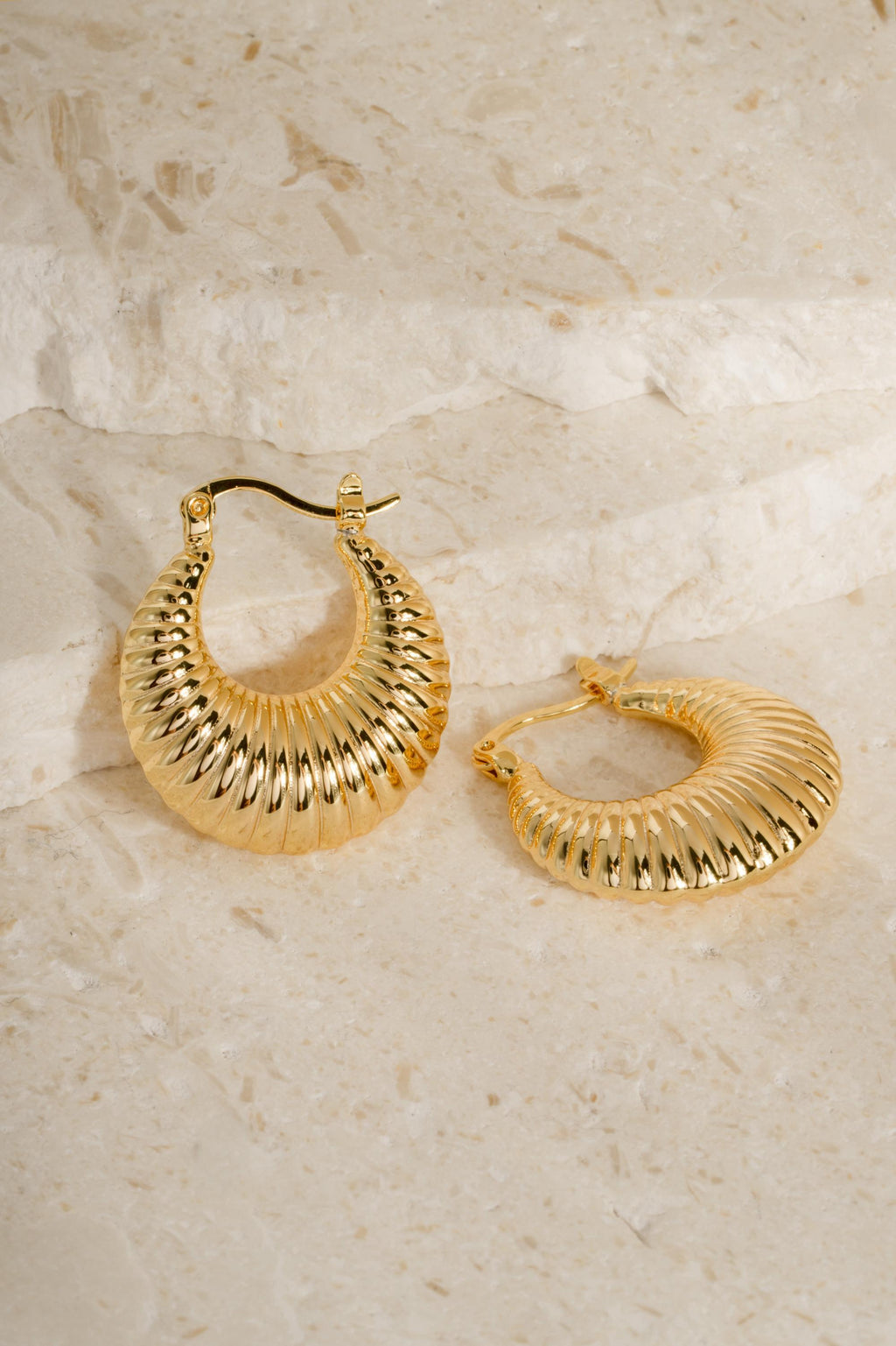 Chunky Ribbed Hoop Earrings by Sami Jewels, Vintage Earrings, Statement Earrings, Trendy Hoops, Dome Hoop Earrings