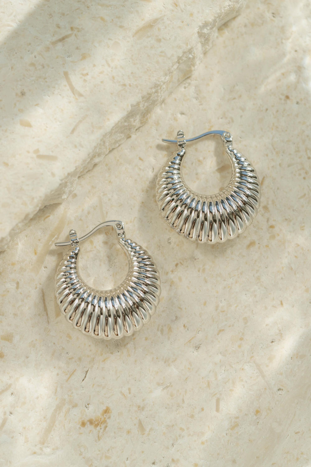 Chunky Ribbed Hoop Earrings by Sami Jewels, Vintage Earrings, Statement Earrings, Trendy Hoops, Dome Hoop Earrings
