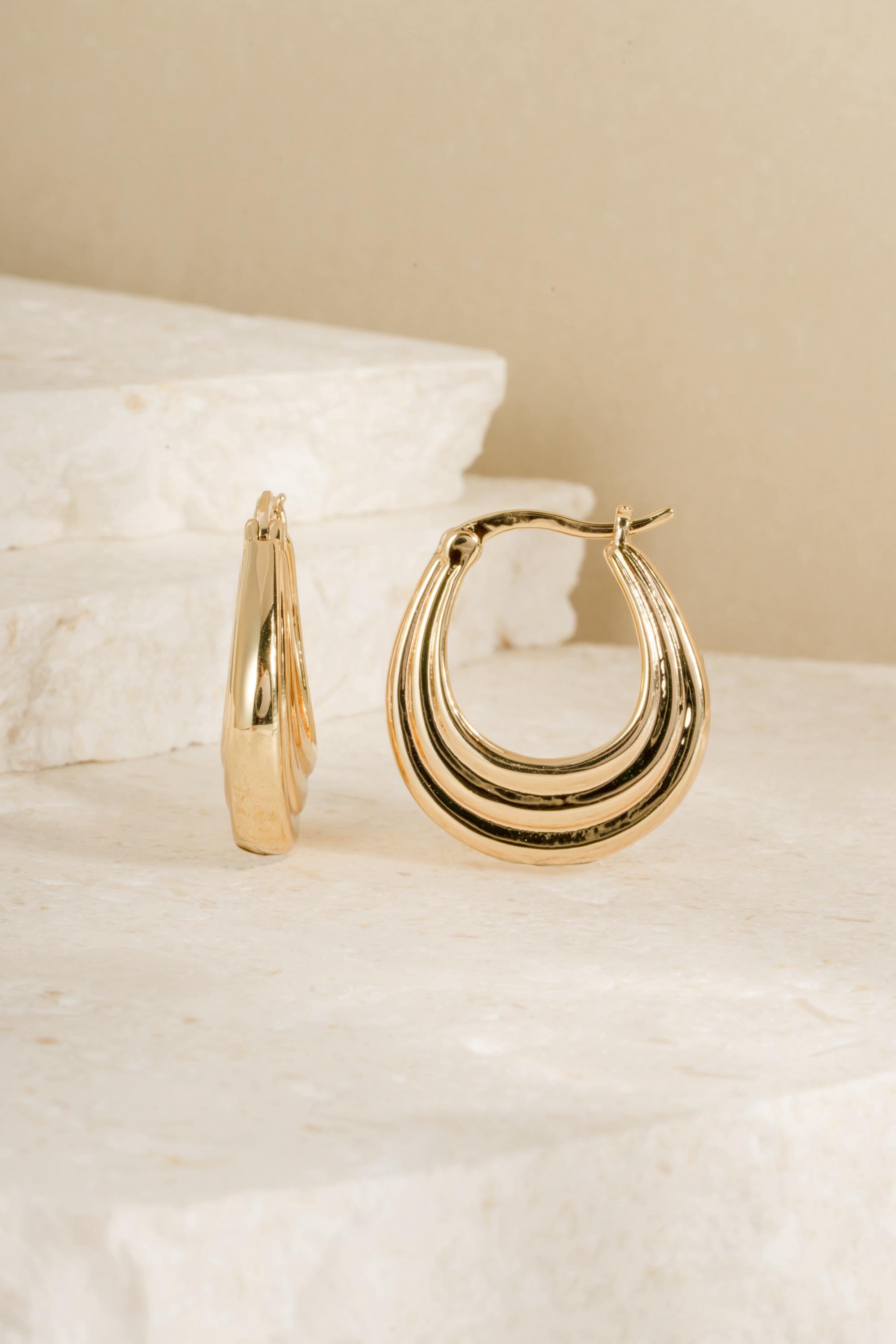 Lightweight Tiered Hoop Earrings by Sami Jewels, Thick Hoop Earrings, Statement Earrings, Chunky Hoops for Women