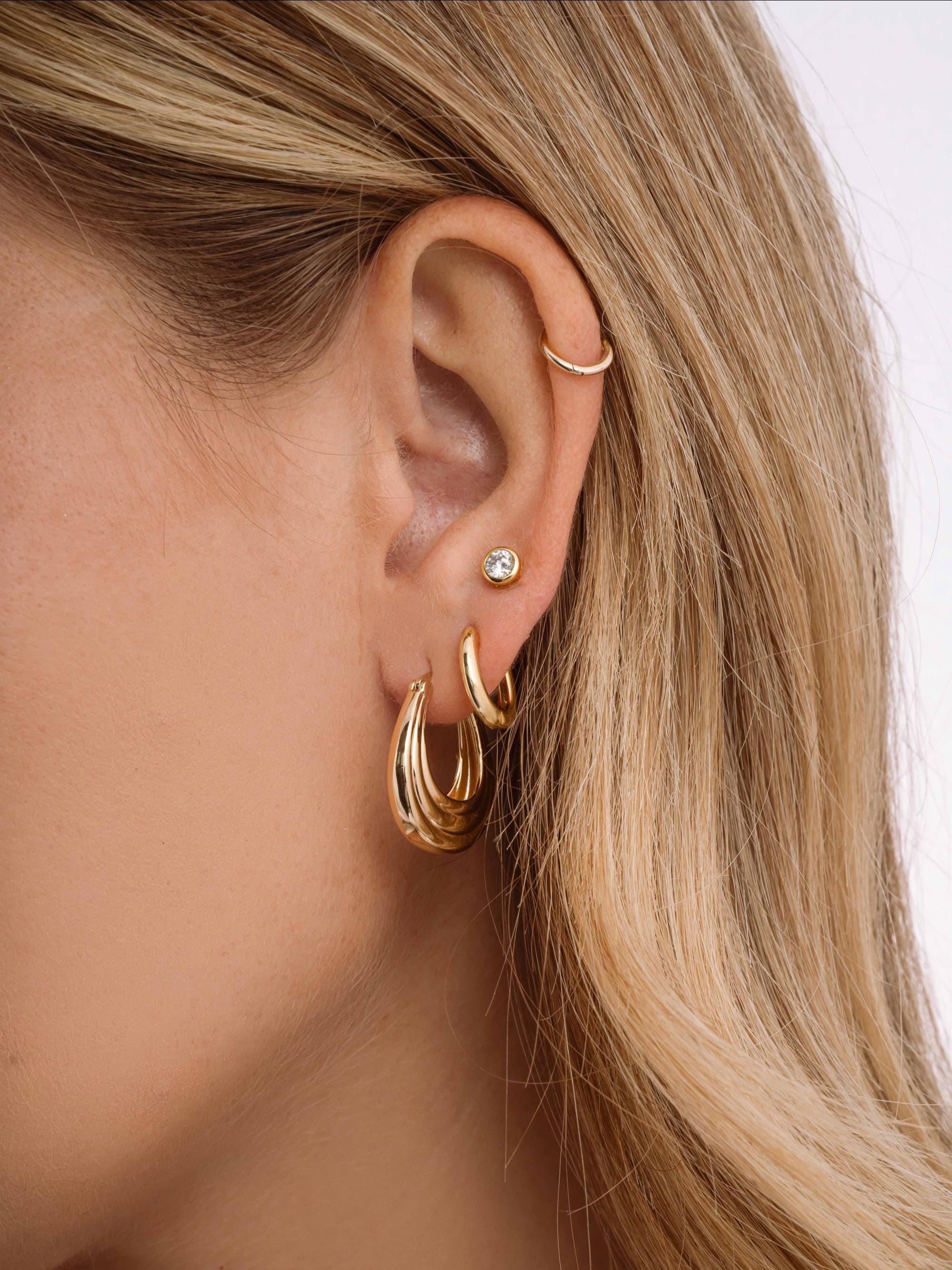 Lightweight Tiered Hoop Earrings by Sami Jewels, Thick Hoop Earrings, Statement Earrings, Chunky Hoops for Women