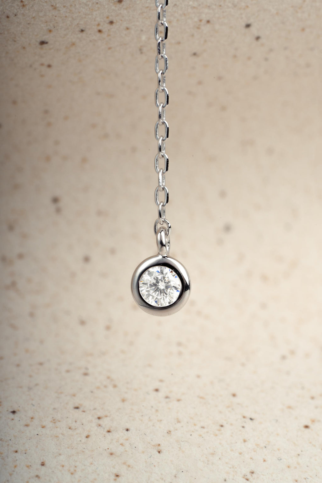 Bezel Set Lariat Necklace by Sami Jewels, Long Dainty Necklace, Minimalist Y Necklace, Adjustable Y Necklace
