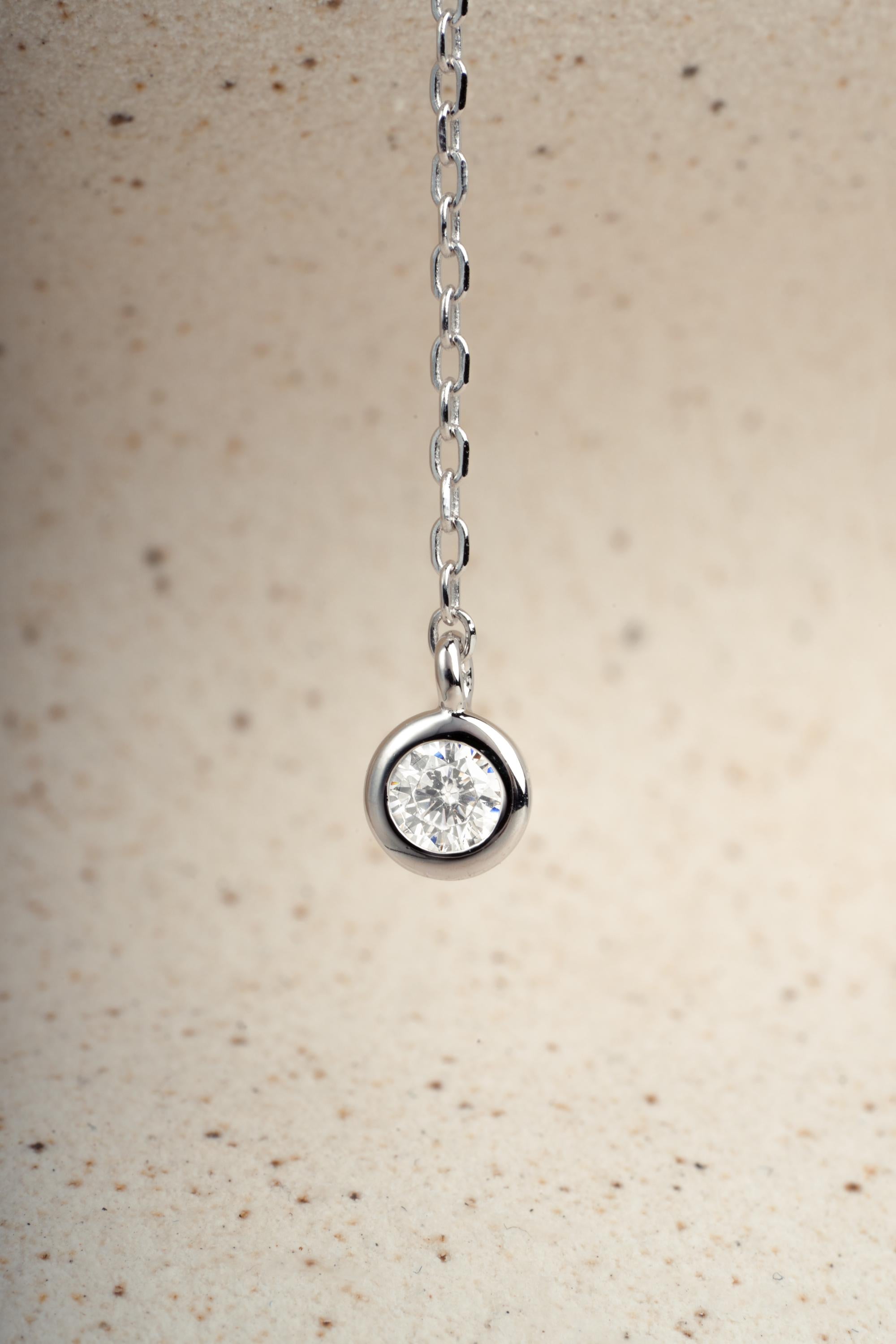 Bezel Set Lariat Necklace by Sami Jewels, Long Dainty Necklace, Minimalist Y Necklace, Adjustable Y Necklace