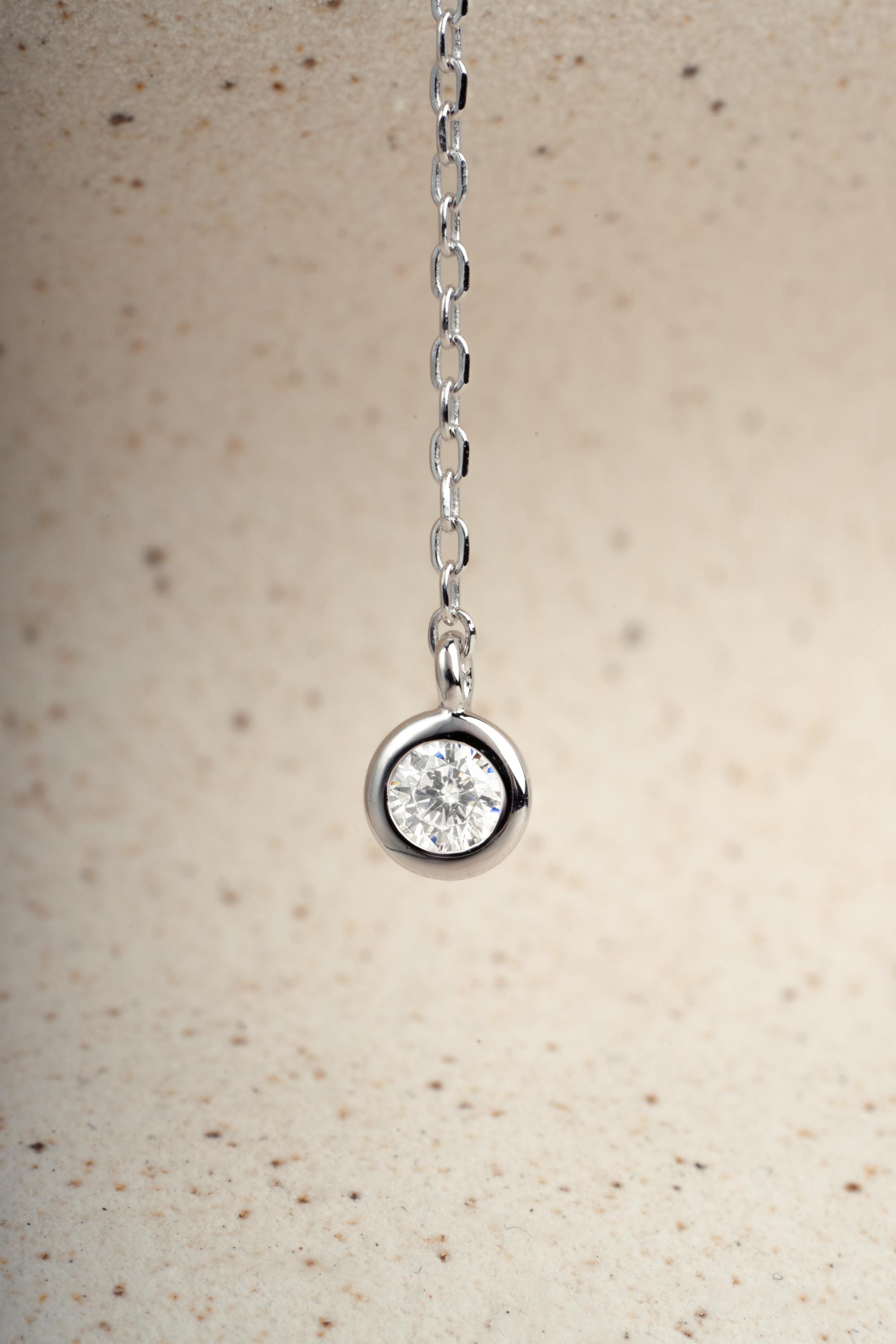 Bezel Set Lariat Necklace by Sami Jewels, Long Dainty Drop Necklace, Minimalist Y Necklace, Adjustable Y Necklace, Bridal Necklace