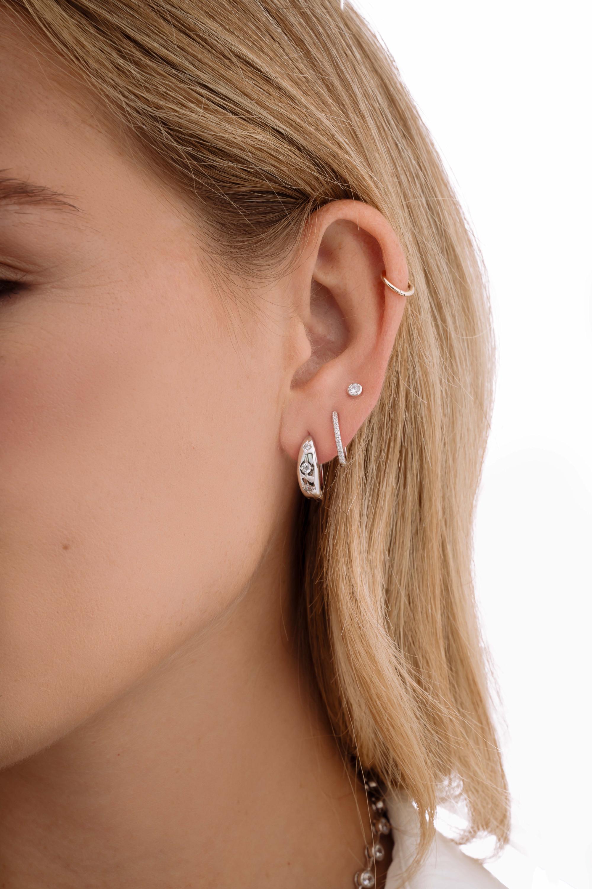 Starburst Huggie Hoop Earring, Celestial Earrings, Huggie Hoops, Thick Hoop Earrings, Starburst Earrings