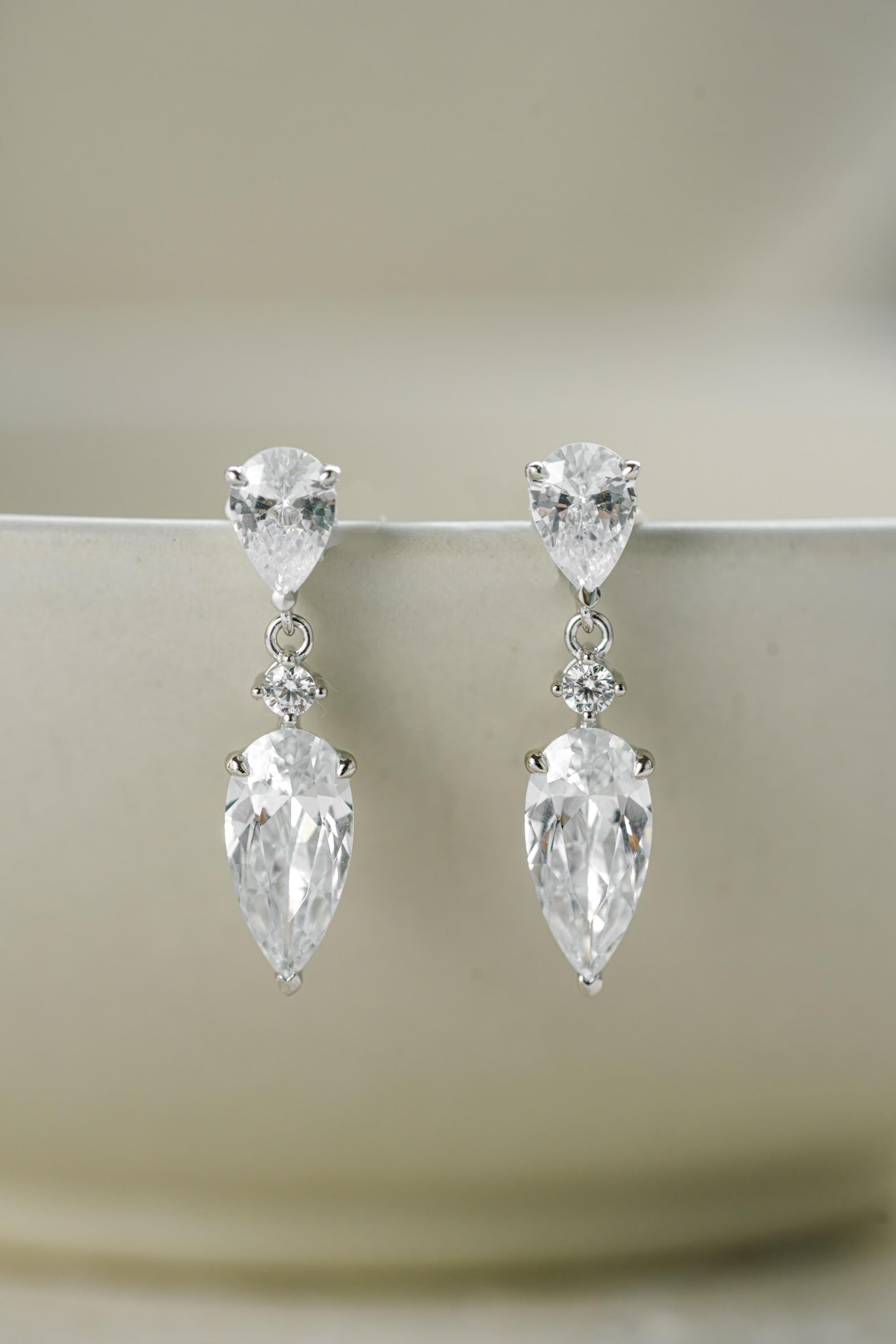 Pear Drop Earrings by Sami Jewels, Dangle Earrings, Bridal Jewelry