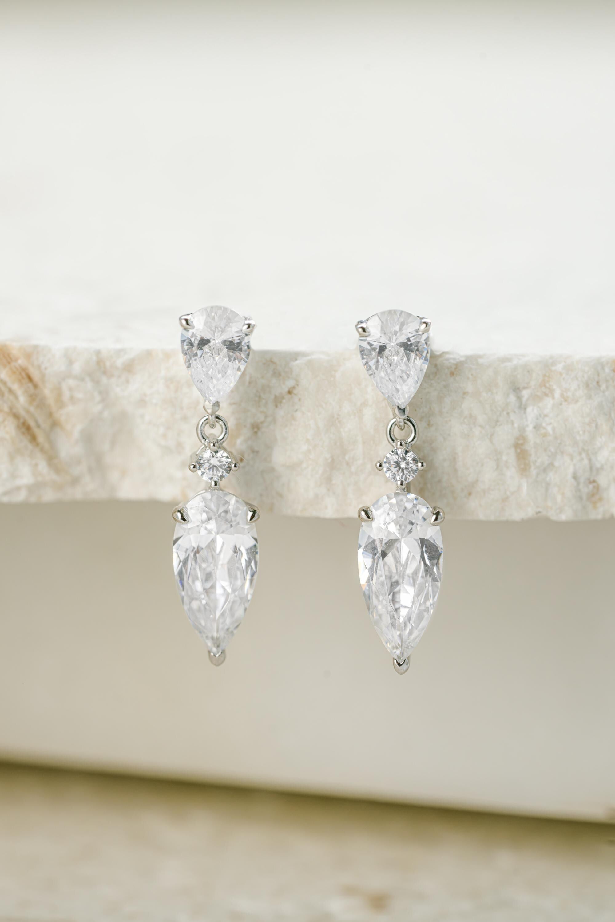Pear Drop Earrings by Sami Jewels, Dangle Earrings, Bridal Jewelry