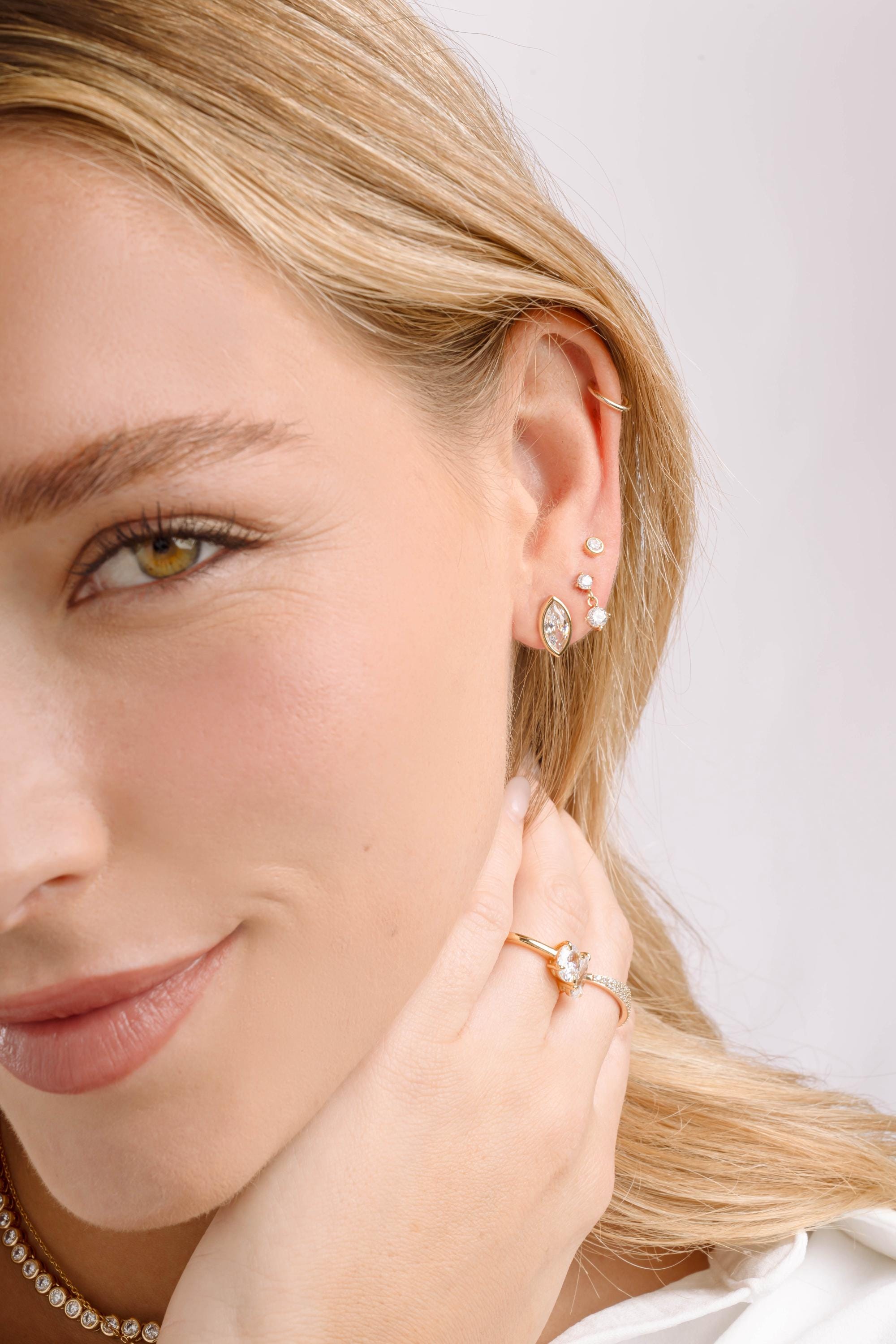 Marquise Bezel Stud Earrings by Sami Jewels, Statement Earrings, Stud Earrings, Vintage Earrings, Cubic Zirconia Earrings, Bridal Jewelry