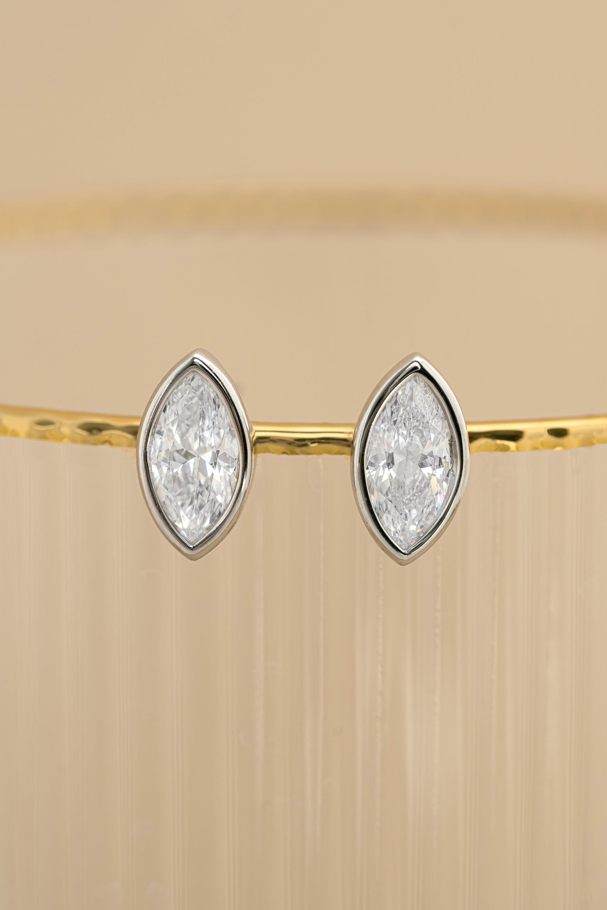 Marquise Bezel Stud Earrings by Sami Jewels, Statement Earrings, Stud Earrings, Vintage Earrings, Cubic Zirconia Earrings, Bridal Jewelry