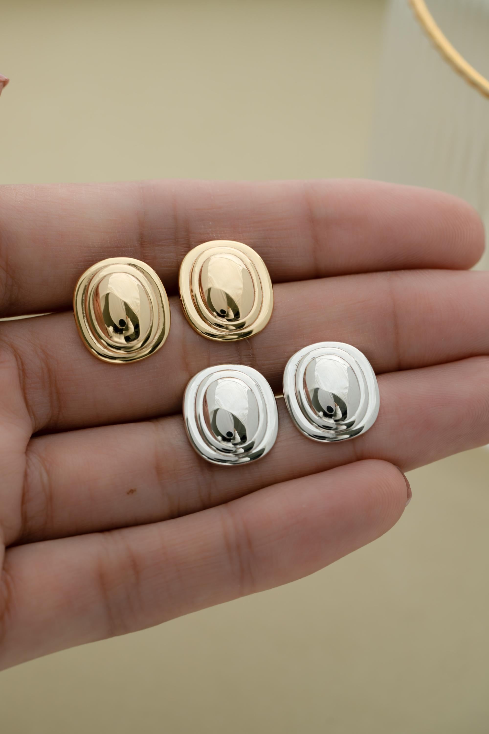 Oval Statement Earrings by Sami Jewels, Stud Earrings, Vintage Jewelry, Unique Earrings