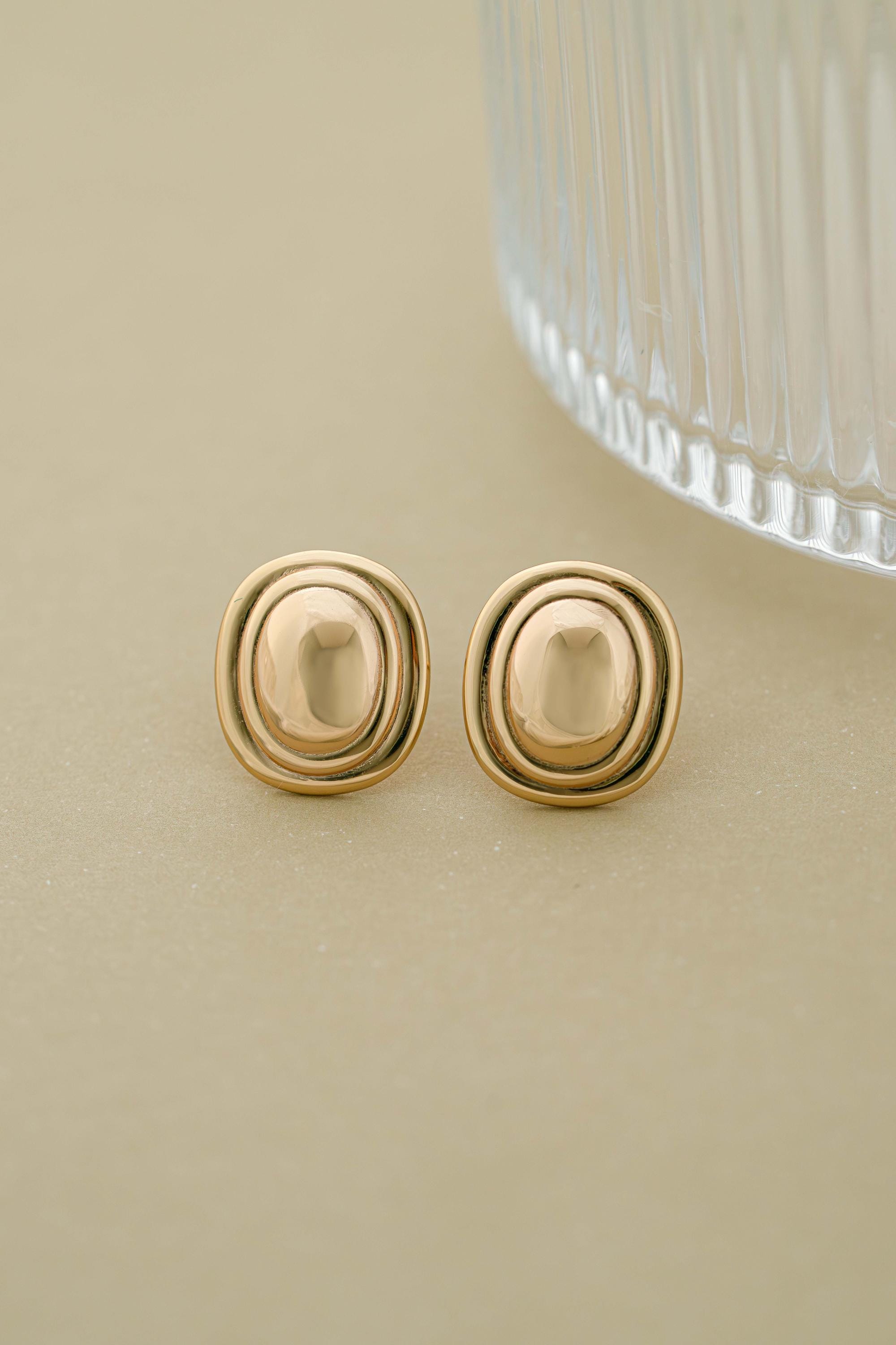 Oval Statement Earrings by Sami Jewels, Stud Earrings, Vintage Jewelry, Unique Earrings