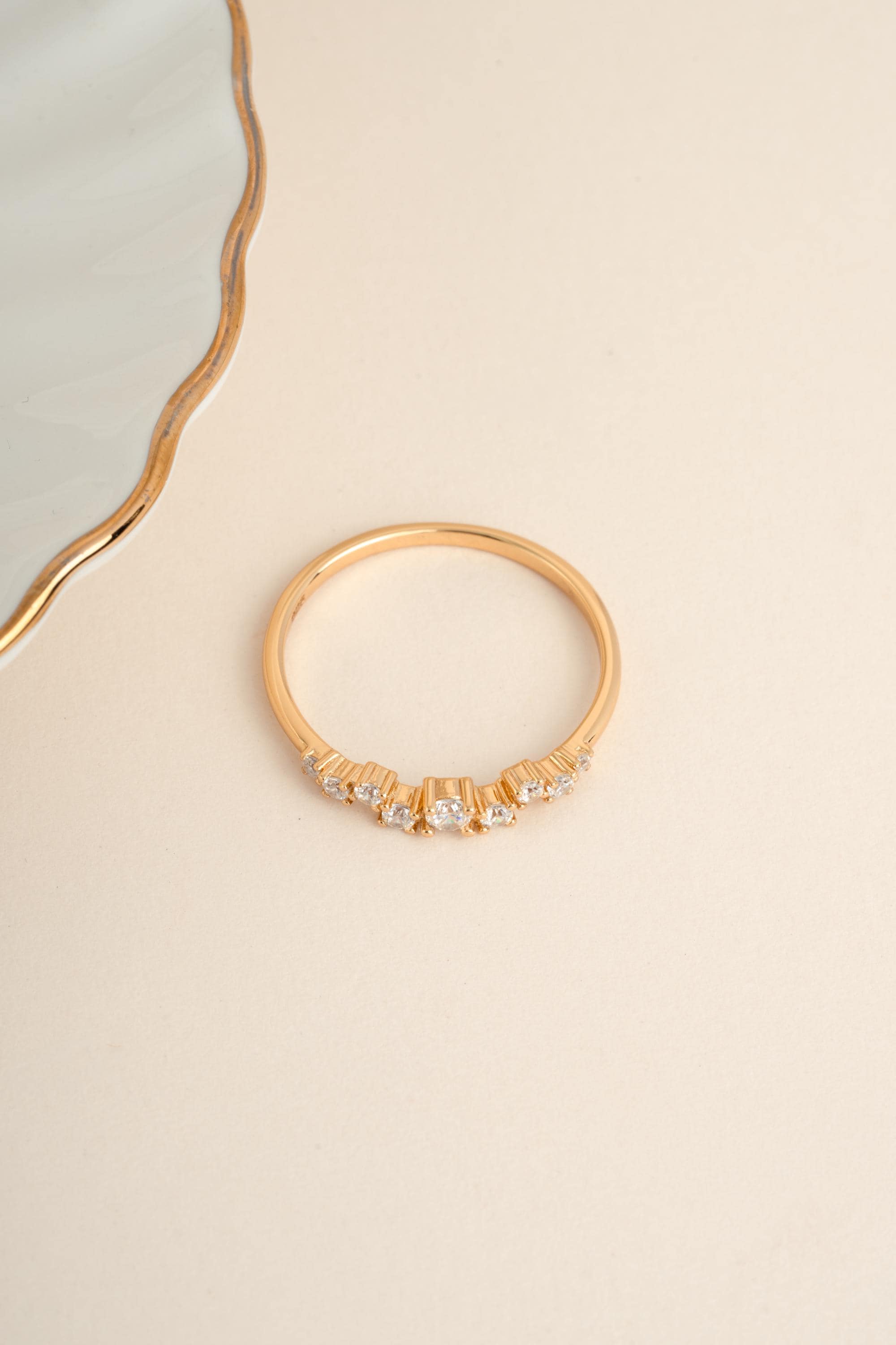 Multi-stone Cluster Ring by Sami Jewels, Diamond Ring, Stackable Rings, Promise Ring, Bridal Jewelry, Dainty Ring, Curved Ring, Unique Ring