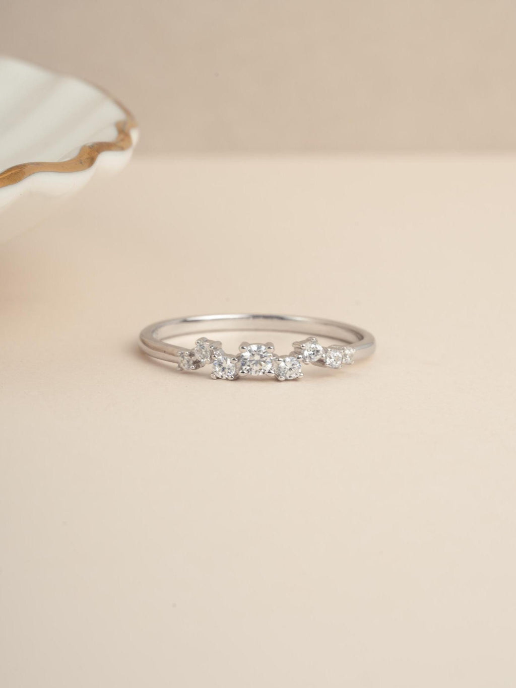 Multi-stone Cluster Ring by Sami Jewels, Diamond Ring, Stackable Rings, Promise Ring, Bridal Jewelry, Dainty Ring, Curved Ring, Unique Ring