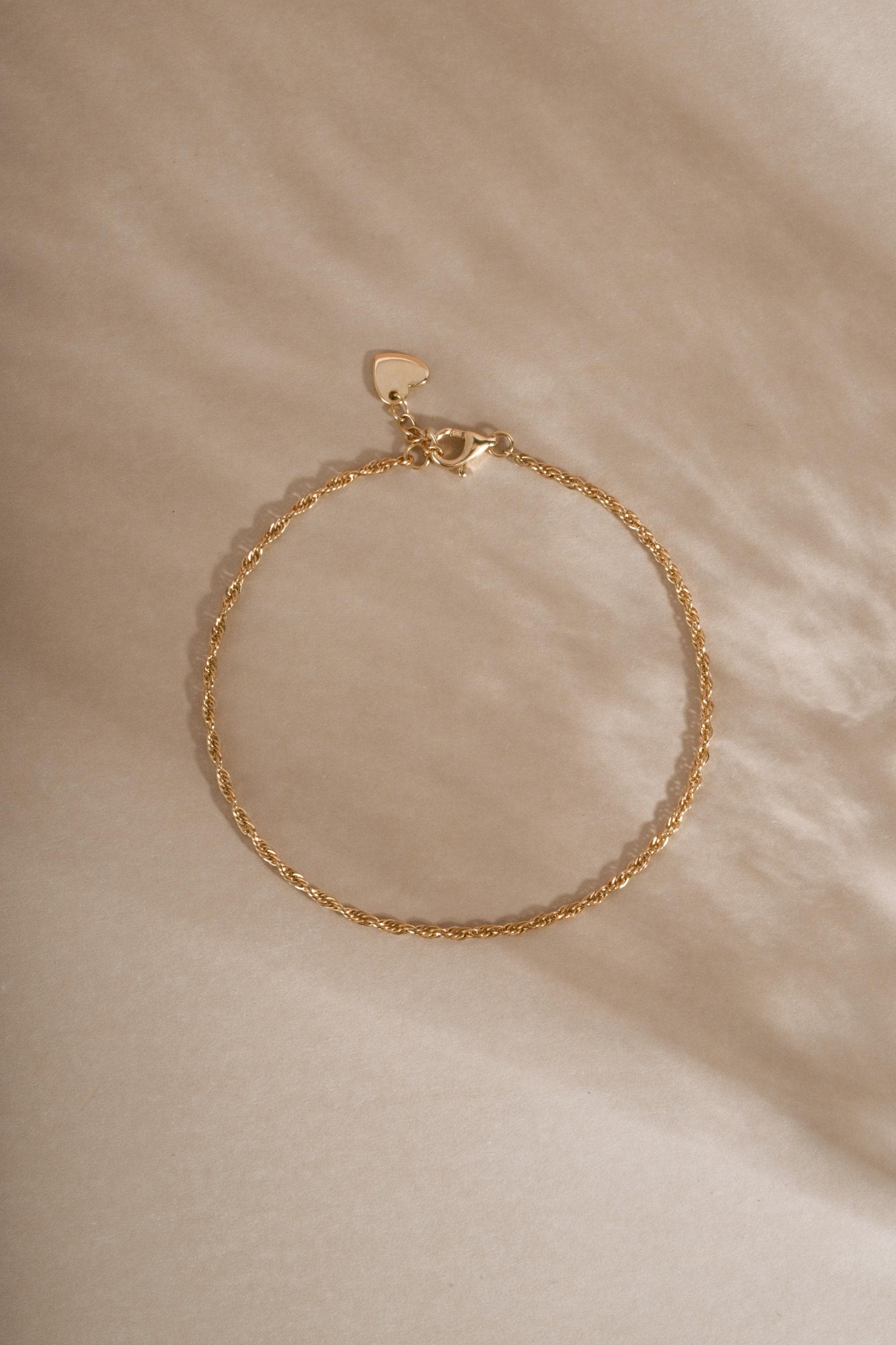 14K Gold Twisted Rope Chain Bracelet by Sami Jewels, Dainty Bracelet, Minimalist Jewelry, Solid Gold Bracelet