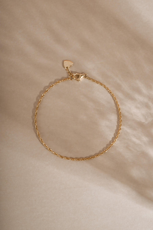 14K Gold Twisted Rope Chain Bracelet by Sami Jewels, Dainty Bracelet, Minimalist Jewelry, Solid Gold Bracelet