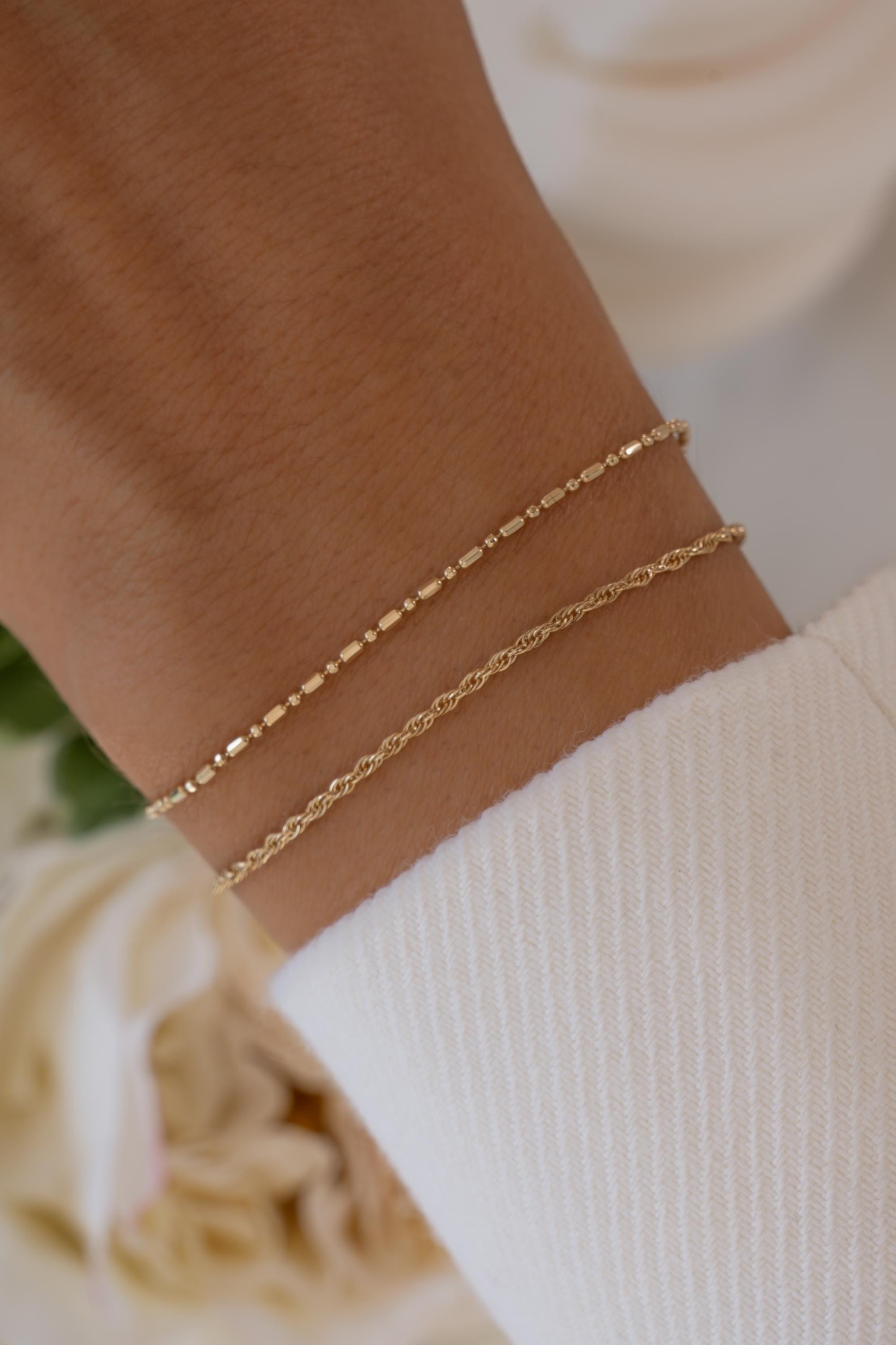 14K Gold Chain Link Bracelet by Sami Jewels, Solid Gold Bracelet, Minimalist Bracelet
