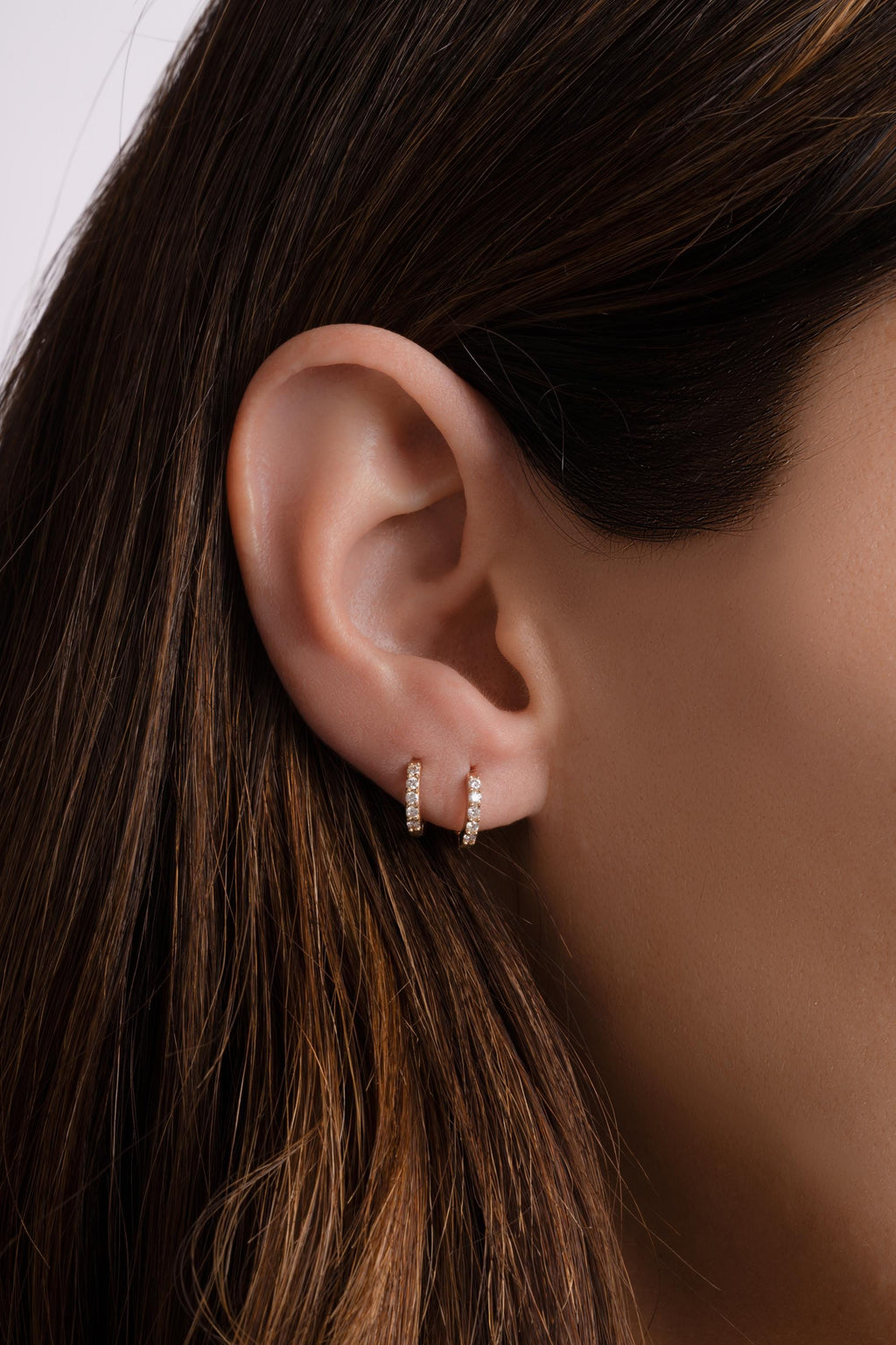 14K Solid Gold Huggie Earrings by Sami Jewels, Diamond Earrings, Solid Gold Earrings