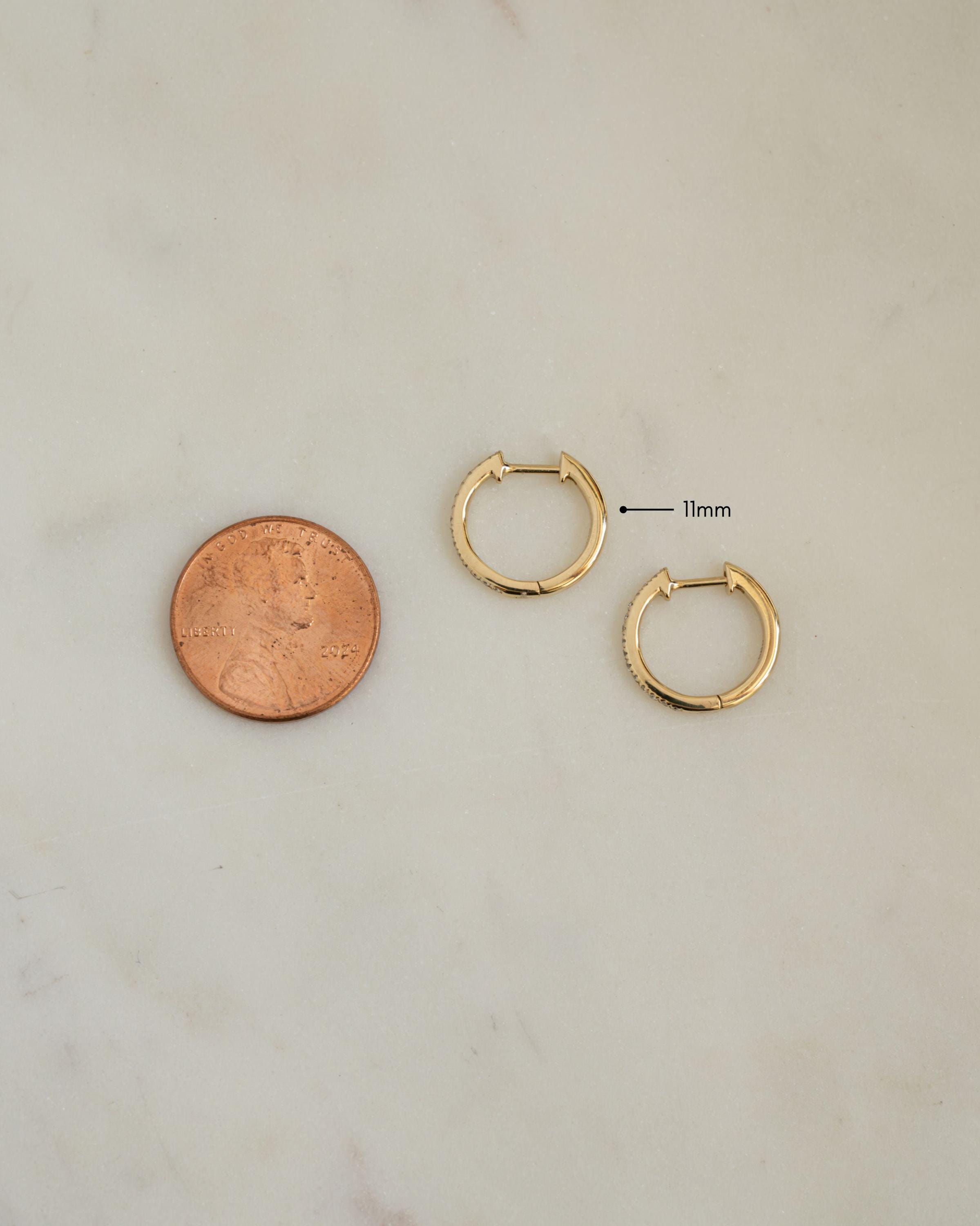 14K Gold Lab Grown Diamond Huggie Earrings, Solid Gold Earrings, Diamond Earrings