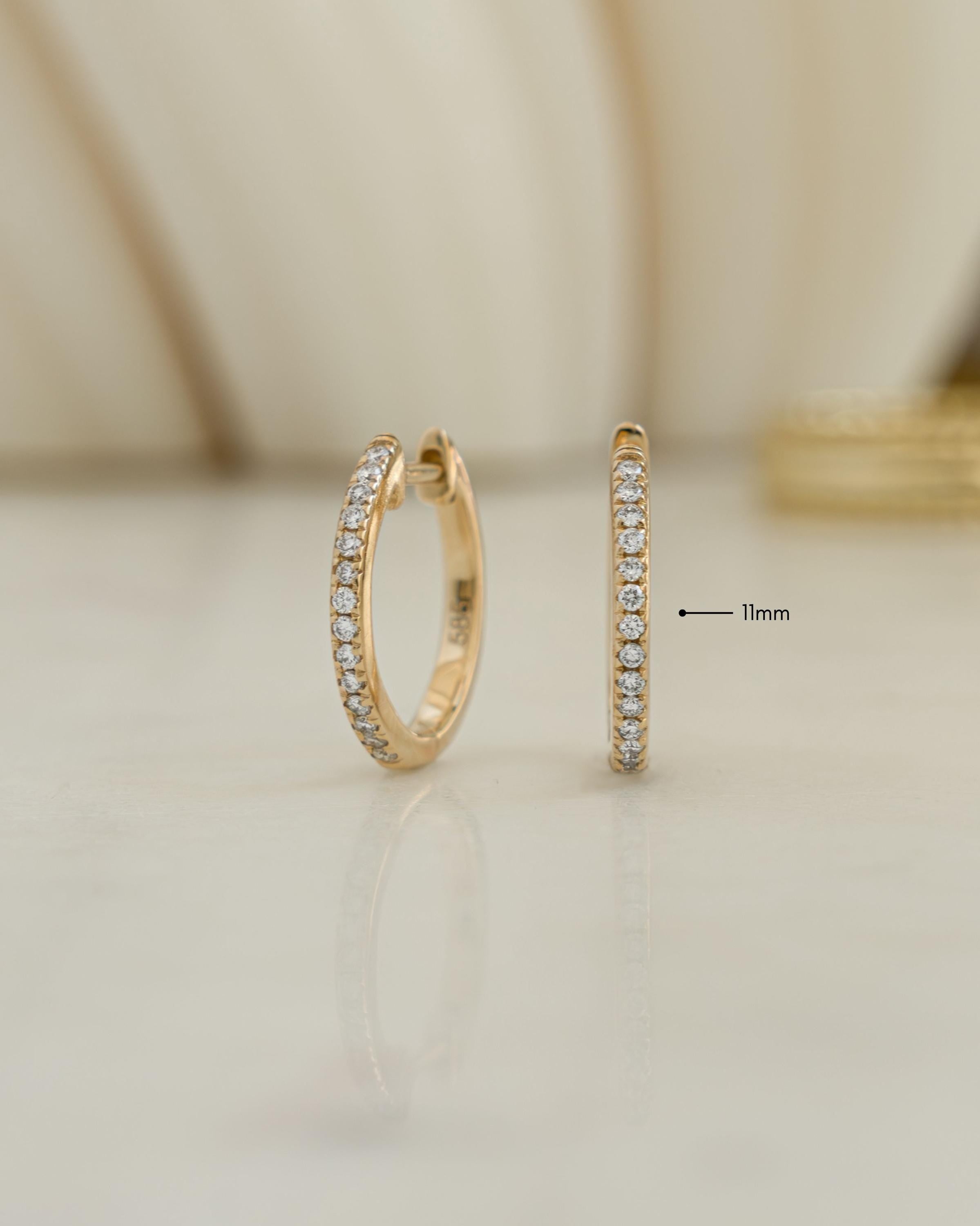 14K Gold Lab Grown Diamond Huggie Earrings, Solid Gold Earrings, Diamond Earrings