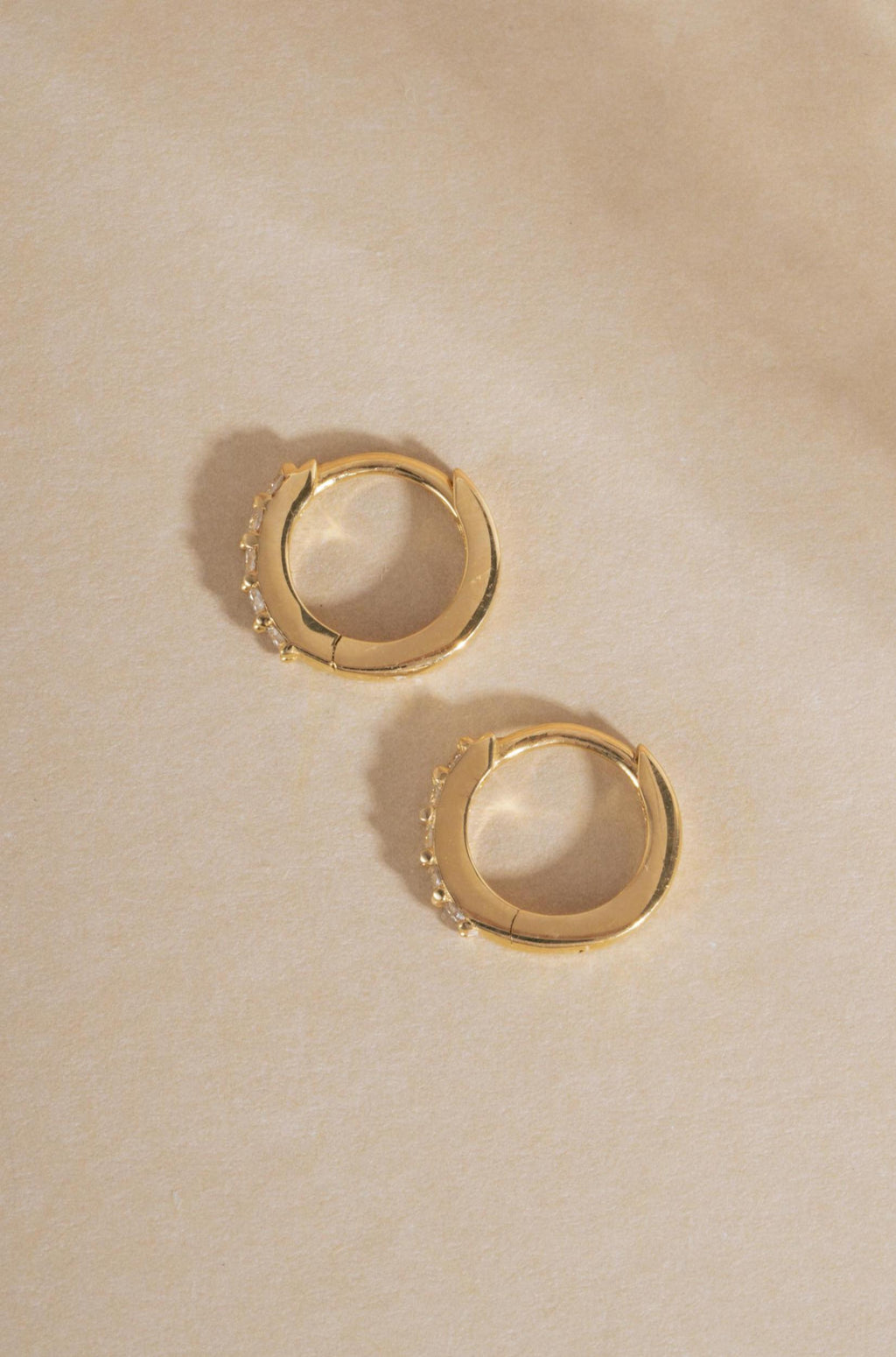14K Solid Gold Huggie Earrings by Sami Jewels, Diamond Earrings, Solid Gold Earrings