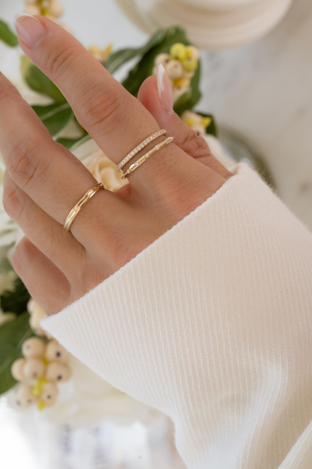 14K Solid Gold Double Band Ring by Sami Jewels, Stackable Rings, Dainty Ring, Solid Gold Ring, 14K Gold Jewelry, Fine Jewelry