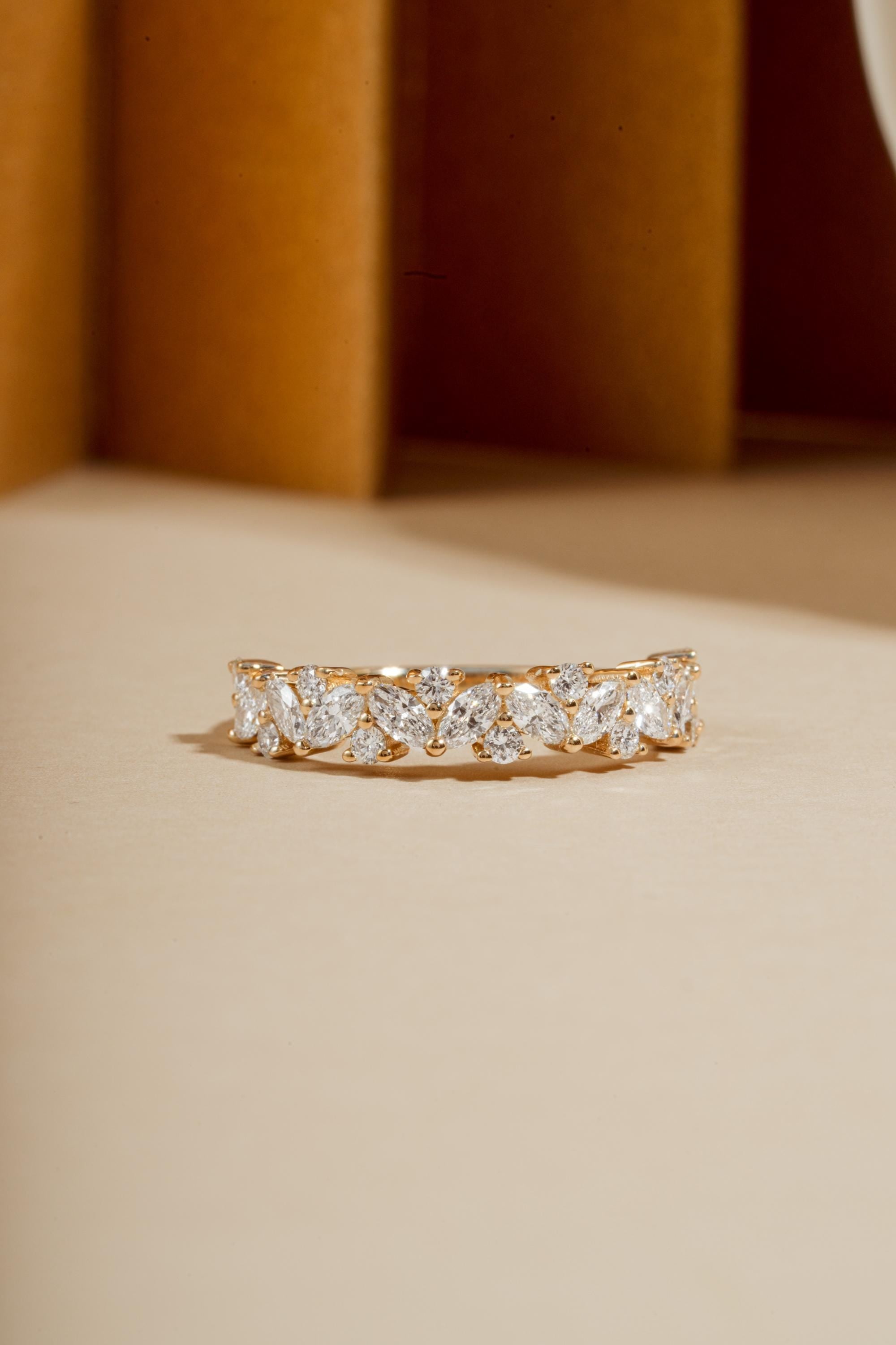 14K Gold Multi-Stone Diamond Ring by Sami Jewels, Solid Gold Ring, Wedding Band