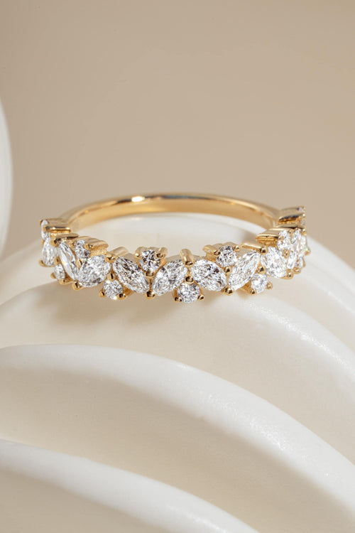 14K Gold Multi-Stone Diamond Ring by Sami Jewels, Solid Gold Ring, Wedding Band