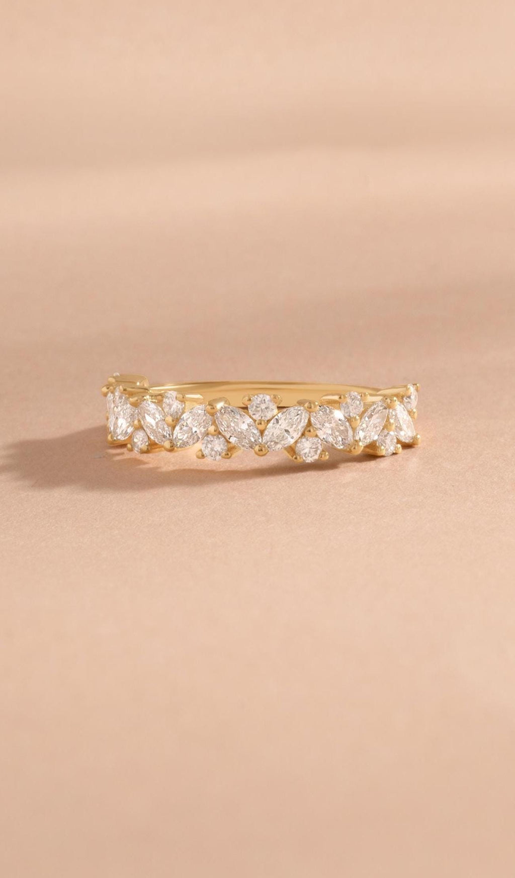 14K Gold Multi-Stone Diamond Ring by Sami Jewels, Solid Gold Ring, Wedding Band