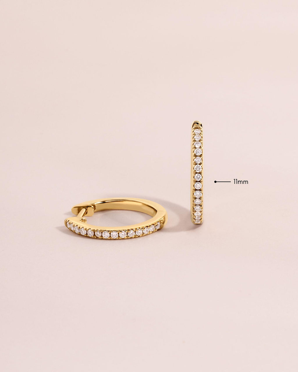 14K Gold Lab Grown Diamond Huggie Earrings, Solid Gold Earrings, Diamond Earrings