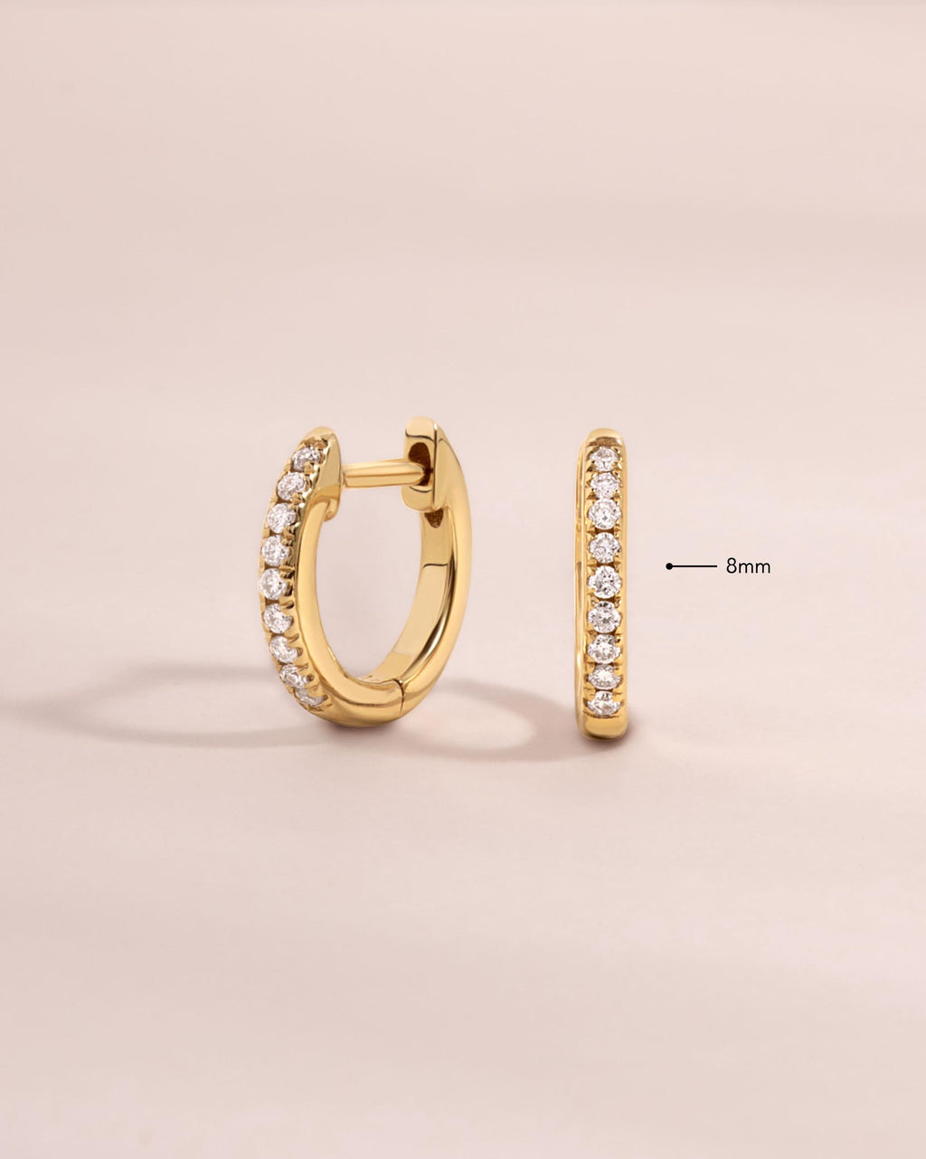 14K Gold Lab Grown Diamond Huggie Earrings, Solid Gold Earrings, Diamond Earrings