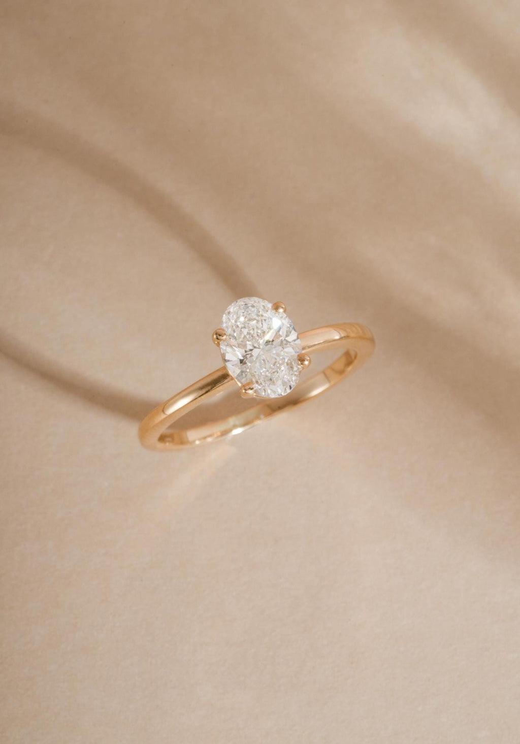 14K Solid Gold Oval Solitaire Engagement Ring by Sami Jewels, Lab Diamond Ring, Wedding Ring