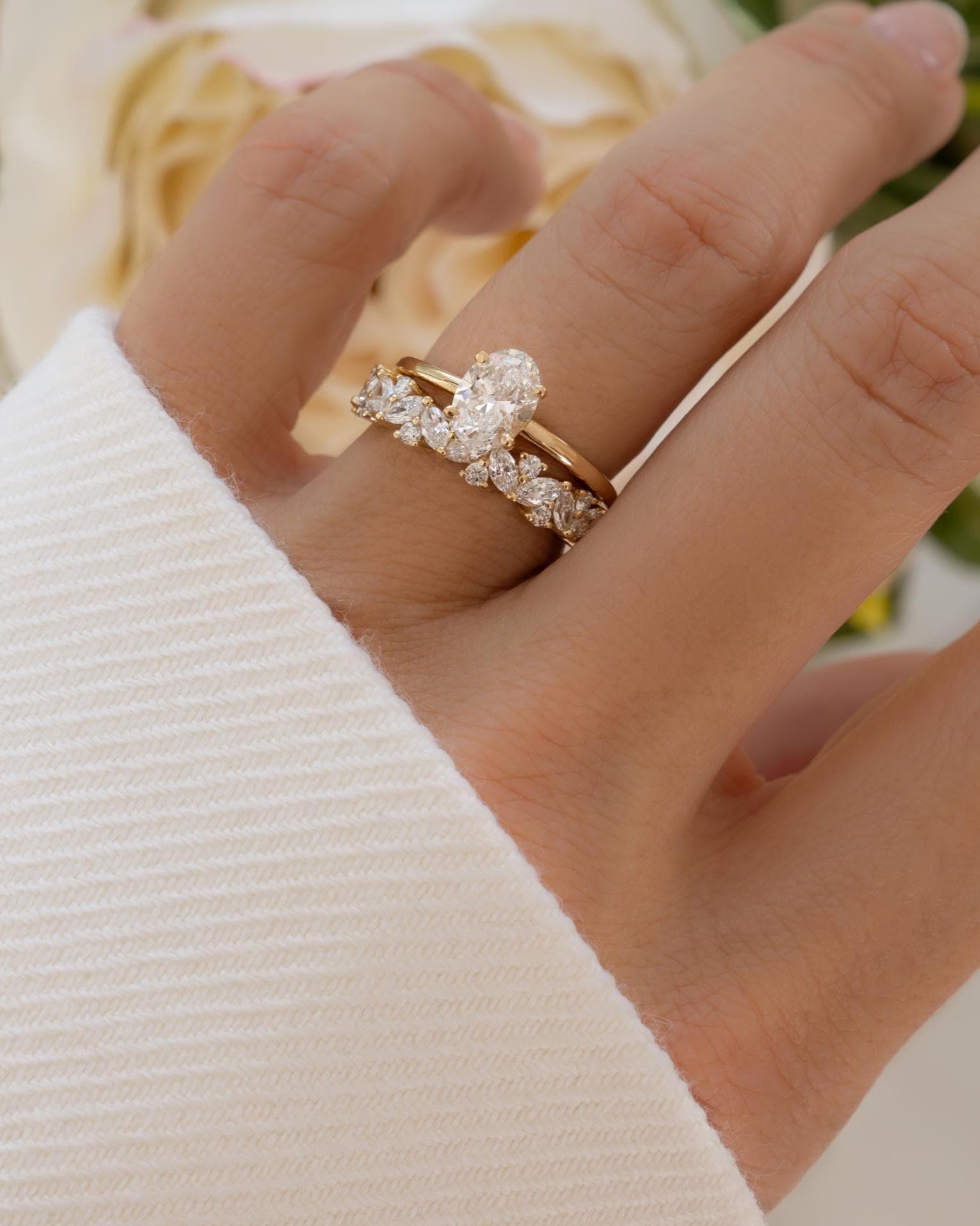 14K Solid Gold Oval Solitaire Engagement Ring by Sami Jewels, Lab Diamond Ring, Wedding Ring
