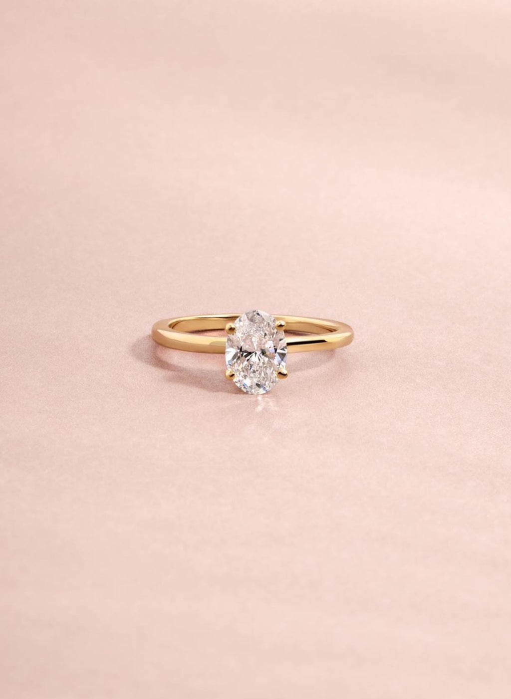14K Solid Gold Oval Solitaire Engagement Ring by Sami Jewels, Lab Diamond Ring, Wedding Ring