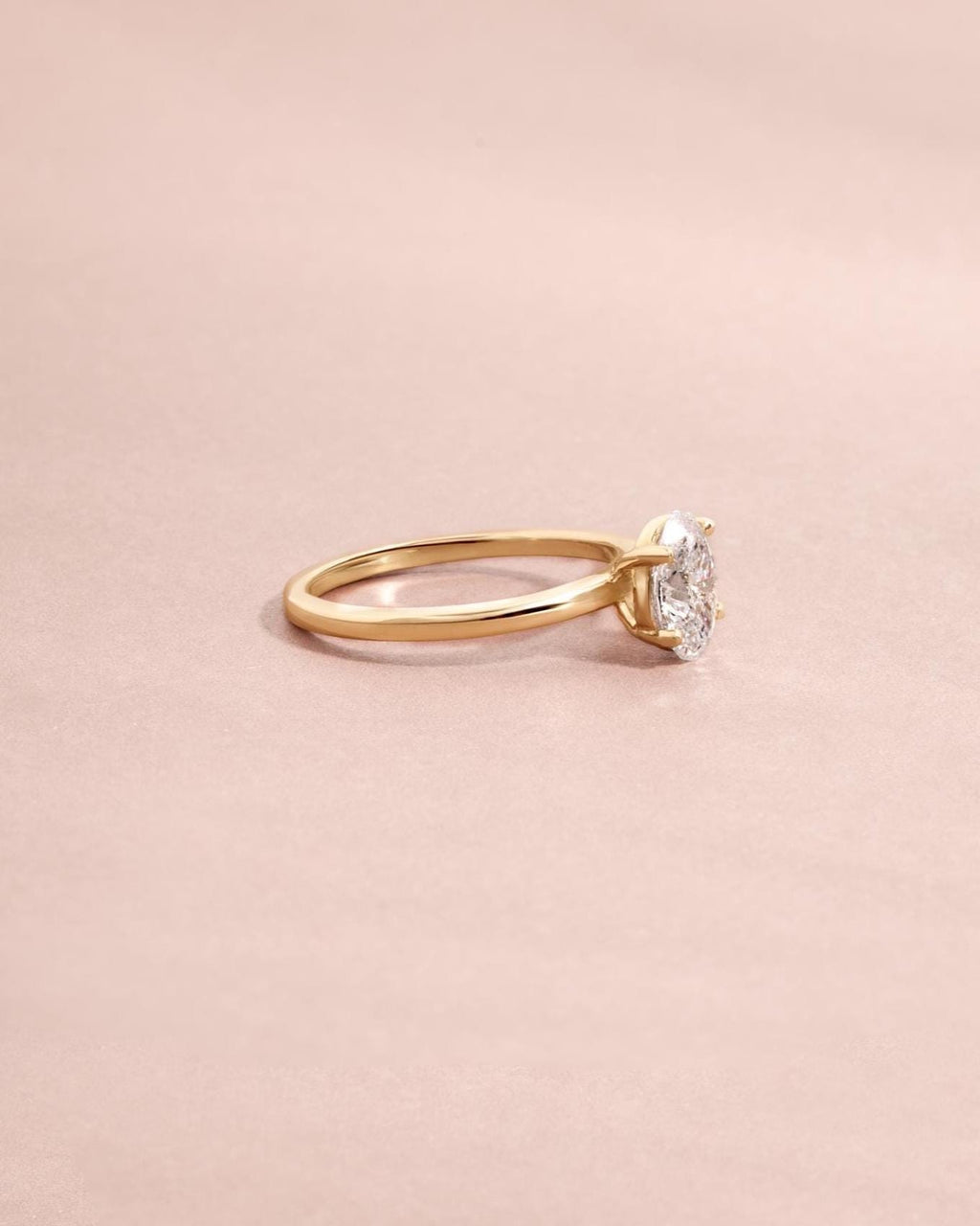 14K Solid Gold Oval Solitaire Engagement Ring by Sami Jewels, Lab Diamond Ring, Wedding Ring