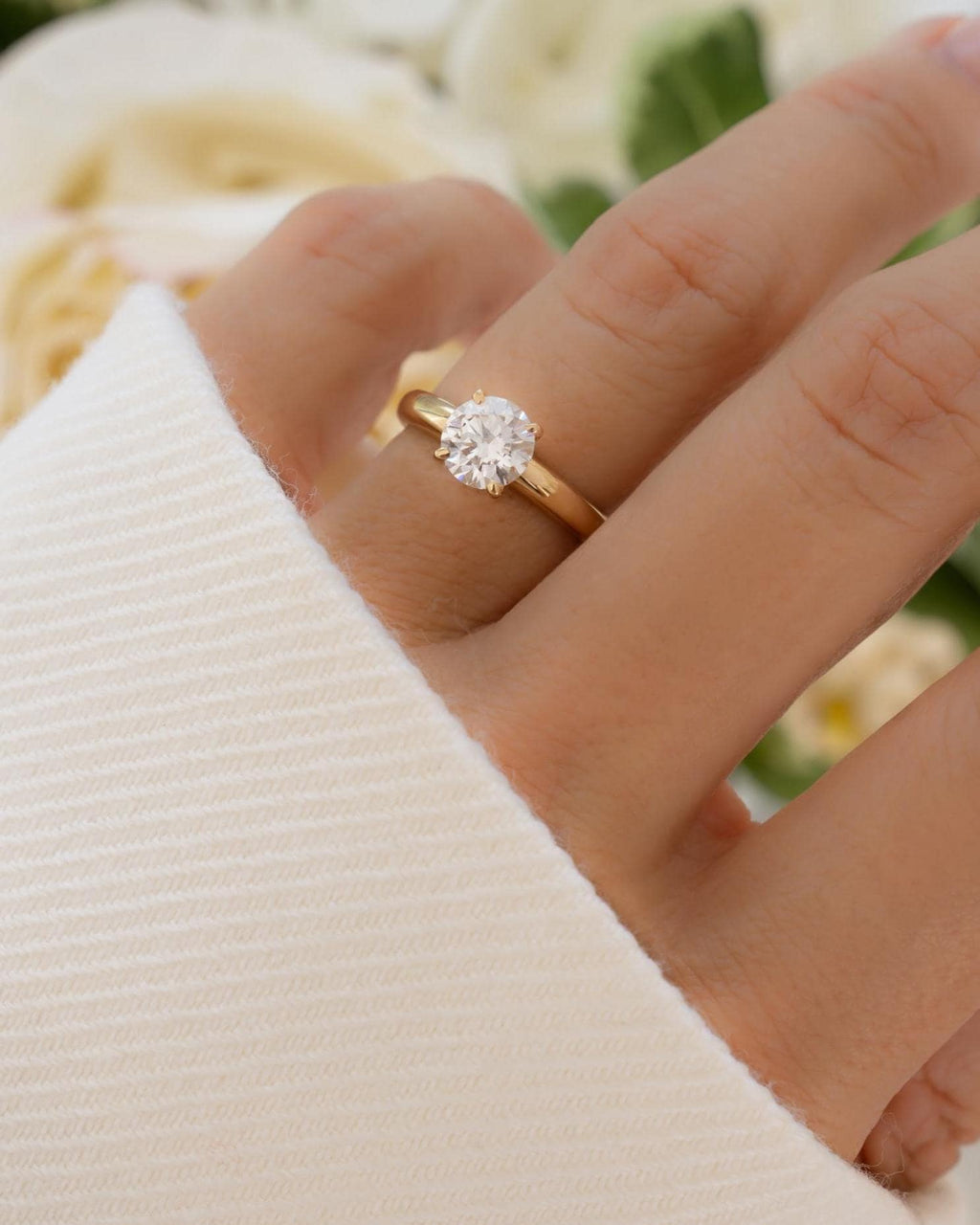 14K Gold Round Solitaire Engagement Ring by Sami Jewels, Diamond Ring, Wedding Ring