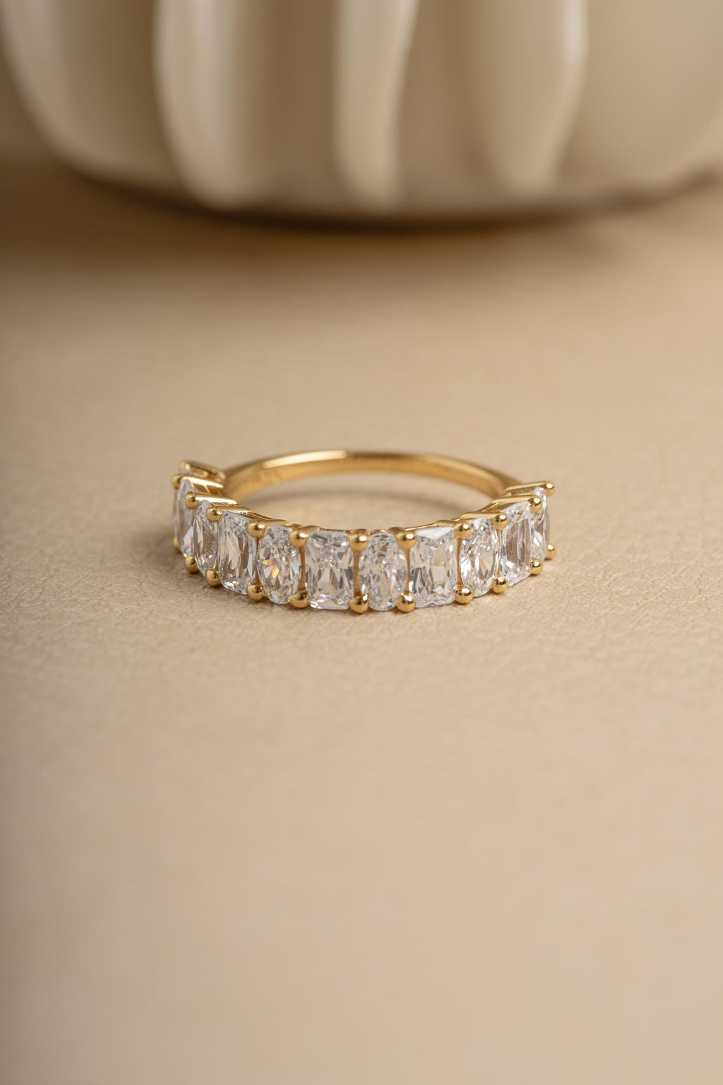 Diamond Ring by Sami Jewels, Cubic Zirconia Wedding Band, Radiant Cut & Oval Cut Stone,