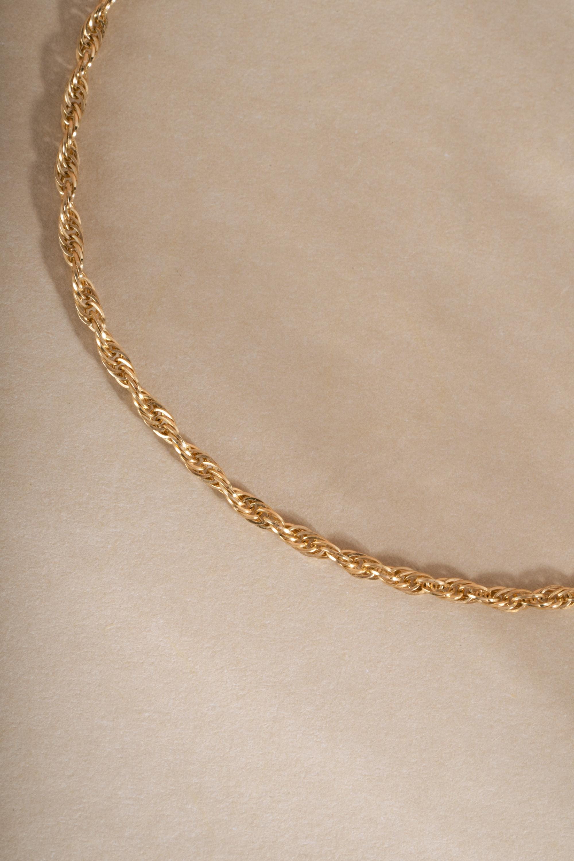 14K Gold Twisted Rope Chain Bracelet by Sami Jewels, Dainty Bracelet, Minimalist Jewelry, Solid Gold Bracelet