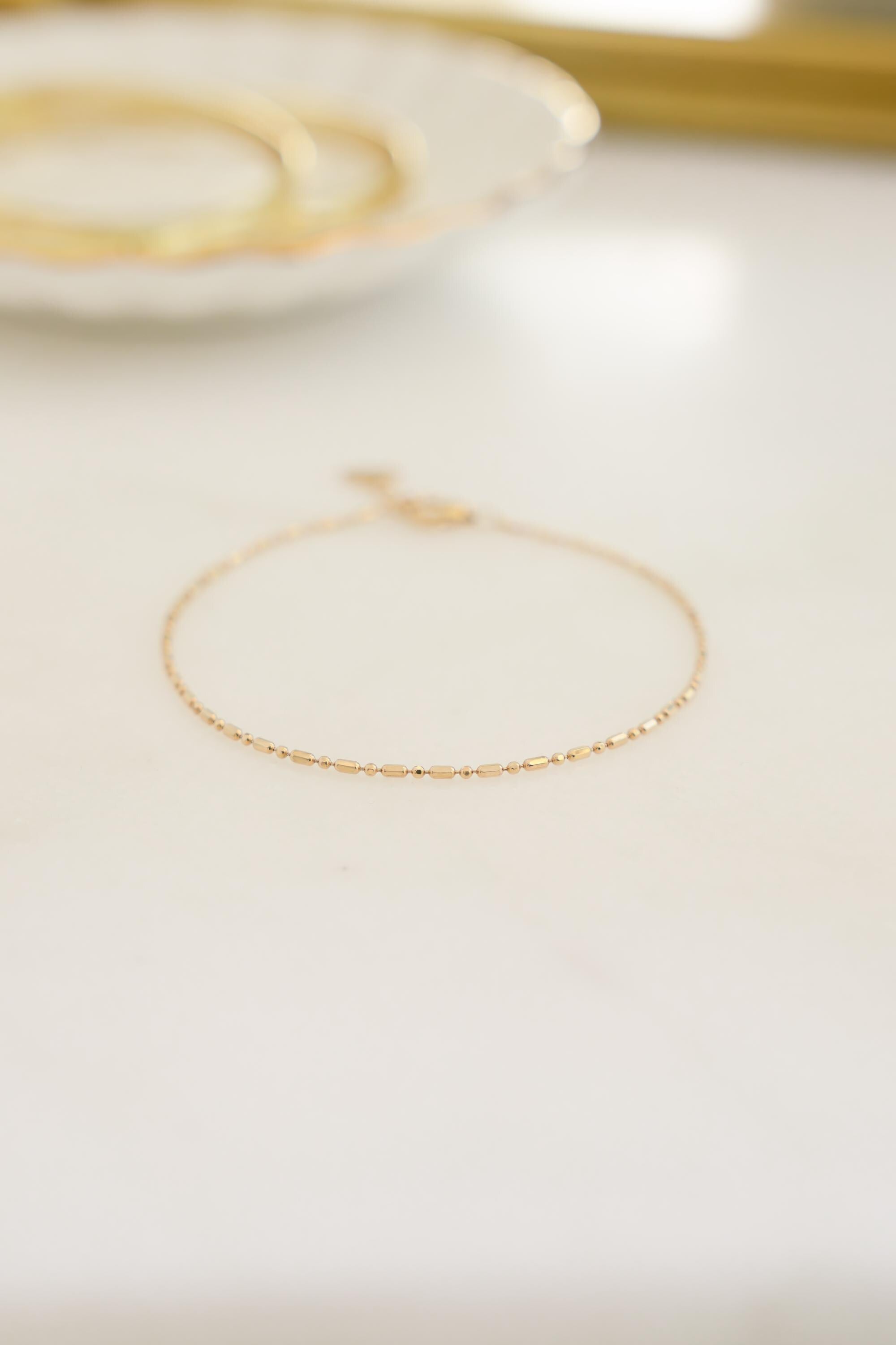 14K Gold Chain Link Bracelet by Sami Jewels, Solid Gold Bracelet, Minimalist Bracelet