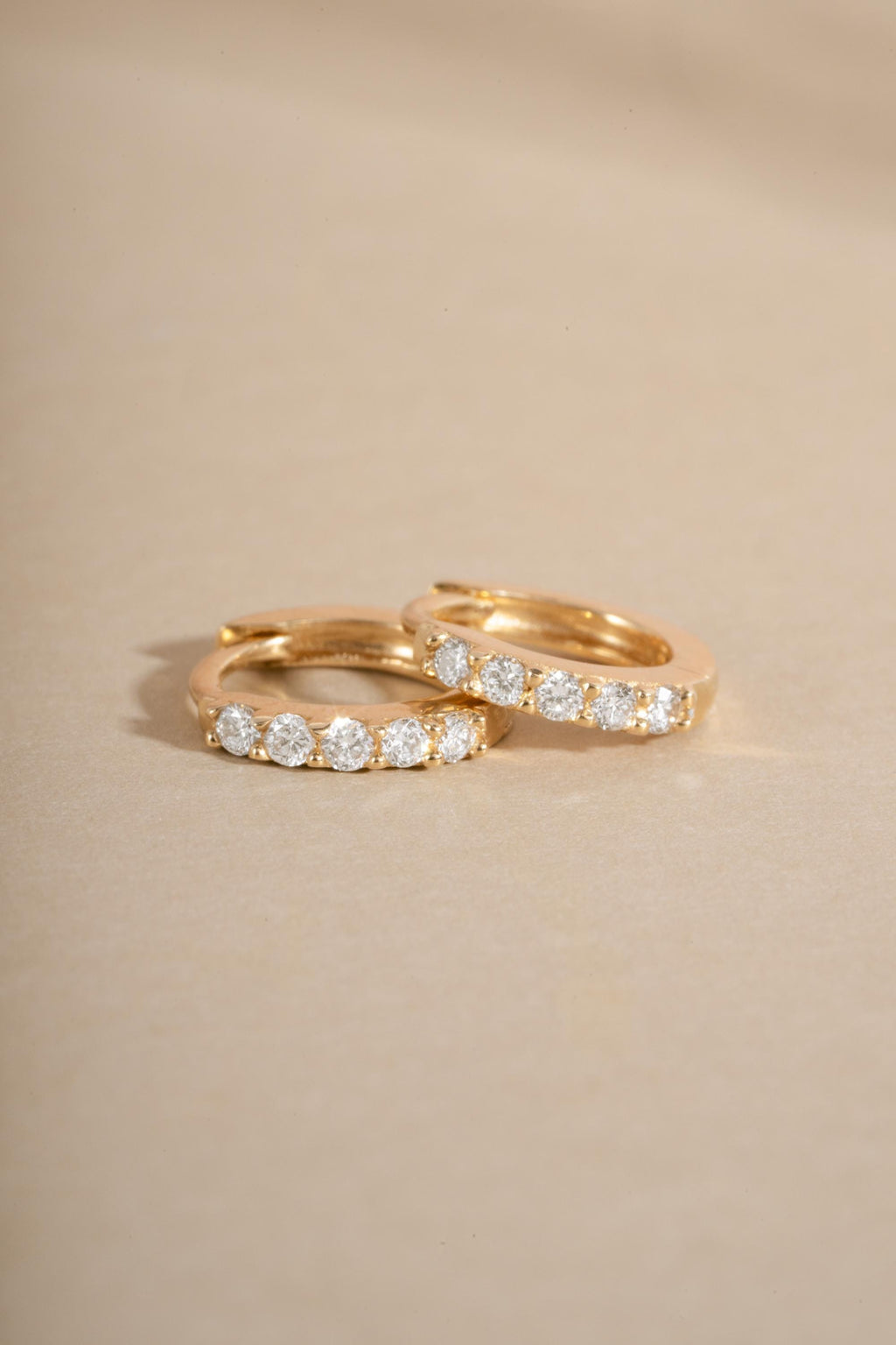 14K Solid Gold Huggie Earrings by Sami Jewels, Diamond Earrings, Solid Gold Earrings