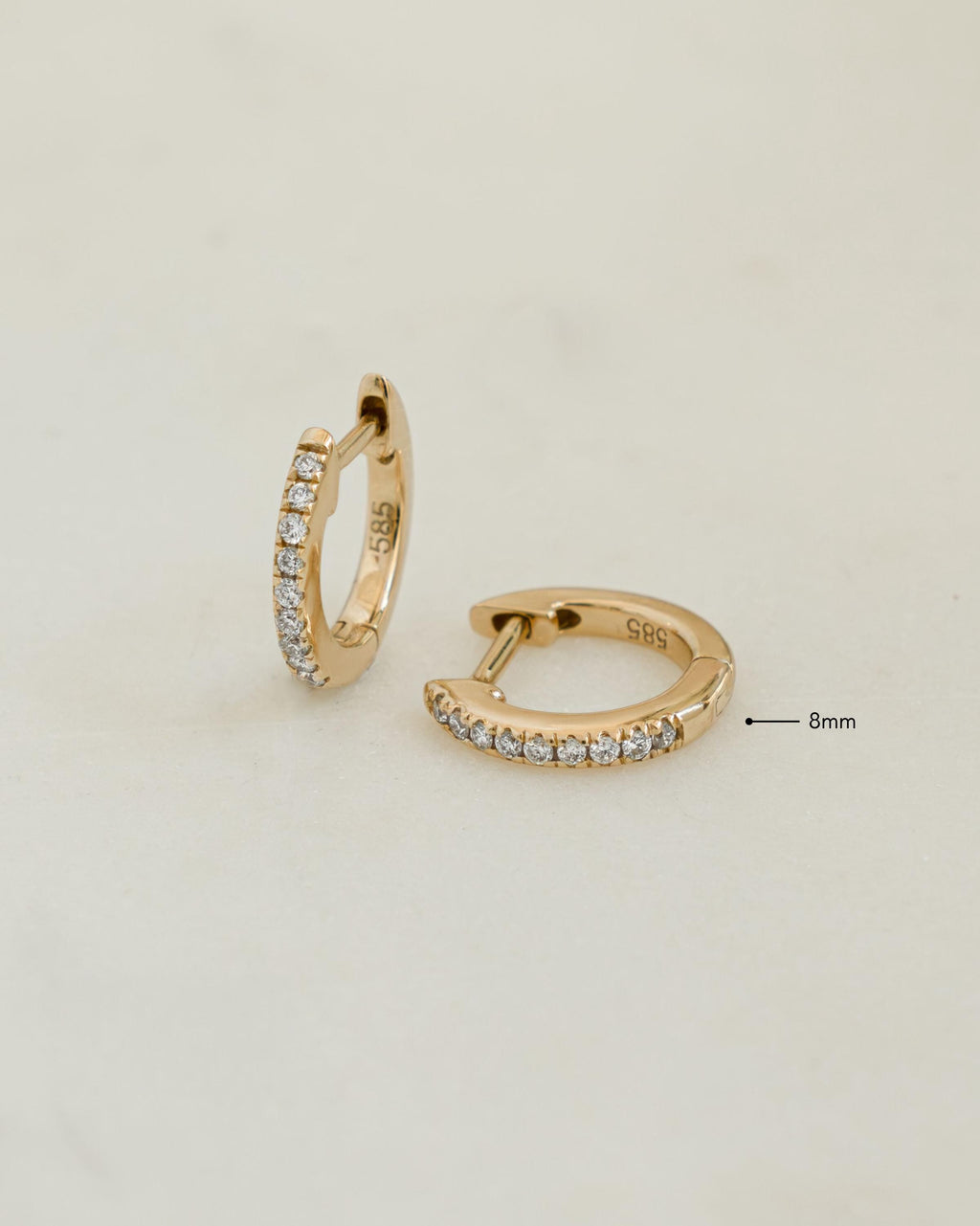 14K Gold Lab Grown Diamond Huggie Earrings, Solid Gold Earrings, Diamond Earrings