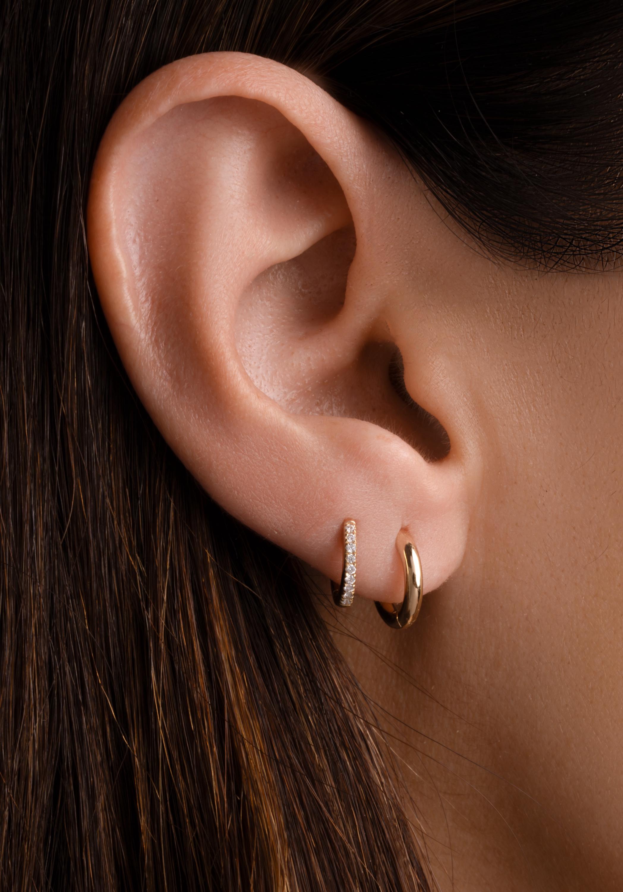 14K Solid Gold Simple Huggie Earrings by Sami Jewels, Small Hoop Earrings, Minimalist Earrings, 14K Gold Jewelry, Fine Jewelry