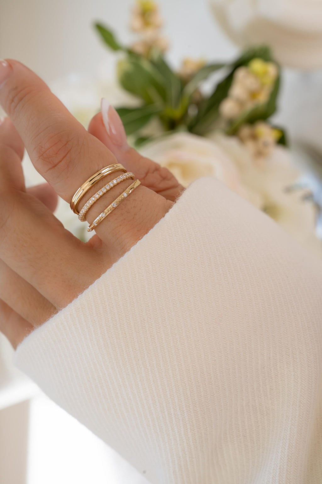 14K Solid Gold Double Band Ring by Sami Jewels, Stackable Rings, Dainty Ring, Solid Gold Ring, 14K Gold Jewelry, Fine Jewelry