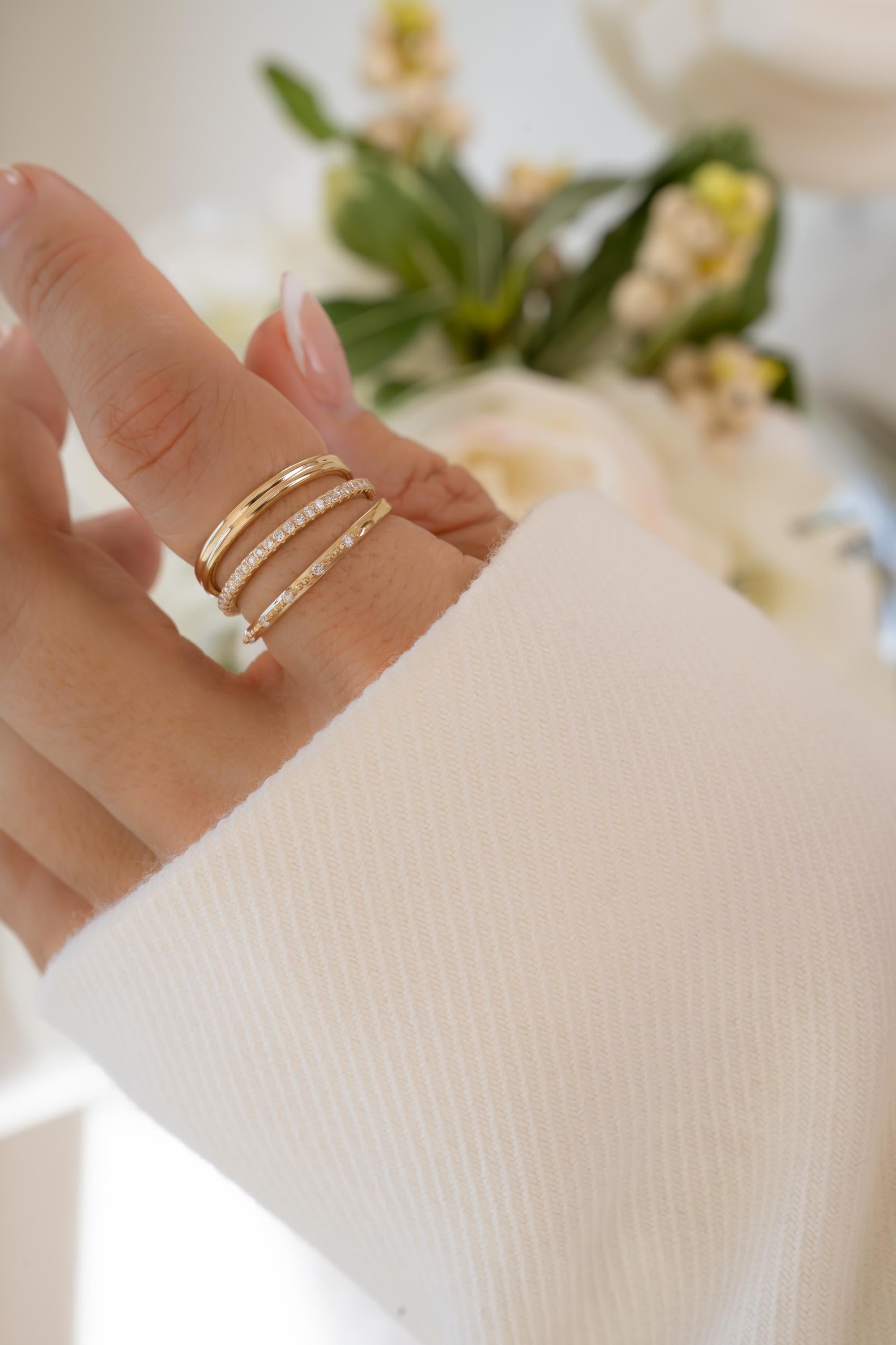14K Solid Gold Double Band Ring by Sami Jewels, Stackable Rings, Dainty Ring, Solid Gold Ring, 14K Gold Jewelry, Fine Jewelry