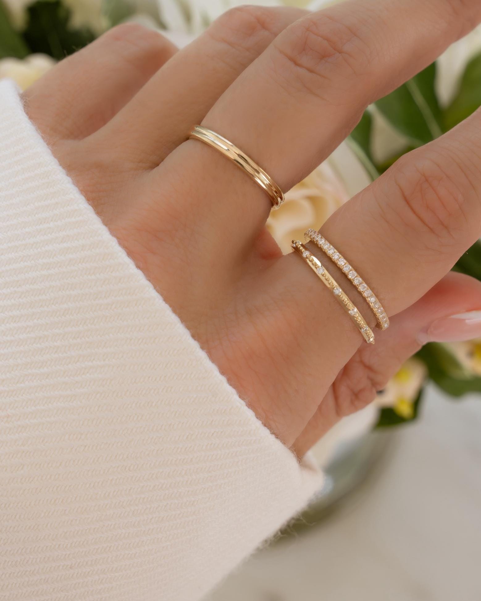 14K Solid Gold Lab Diamond Stacking Ring by Sami Jewels, Solid Gold Ring, Diamond Ring