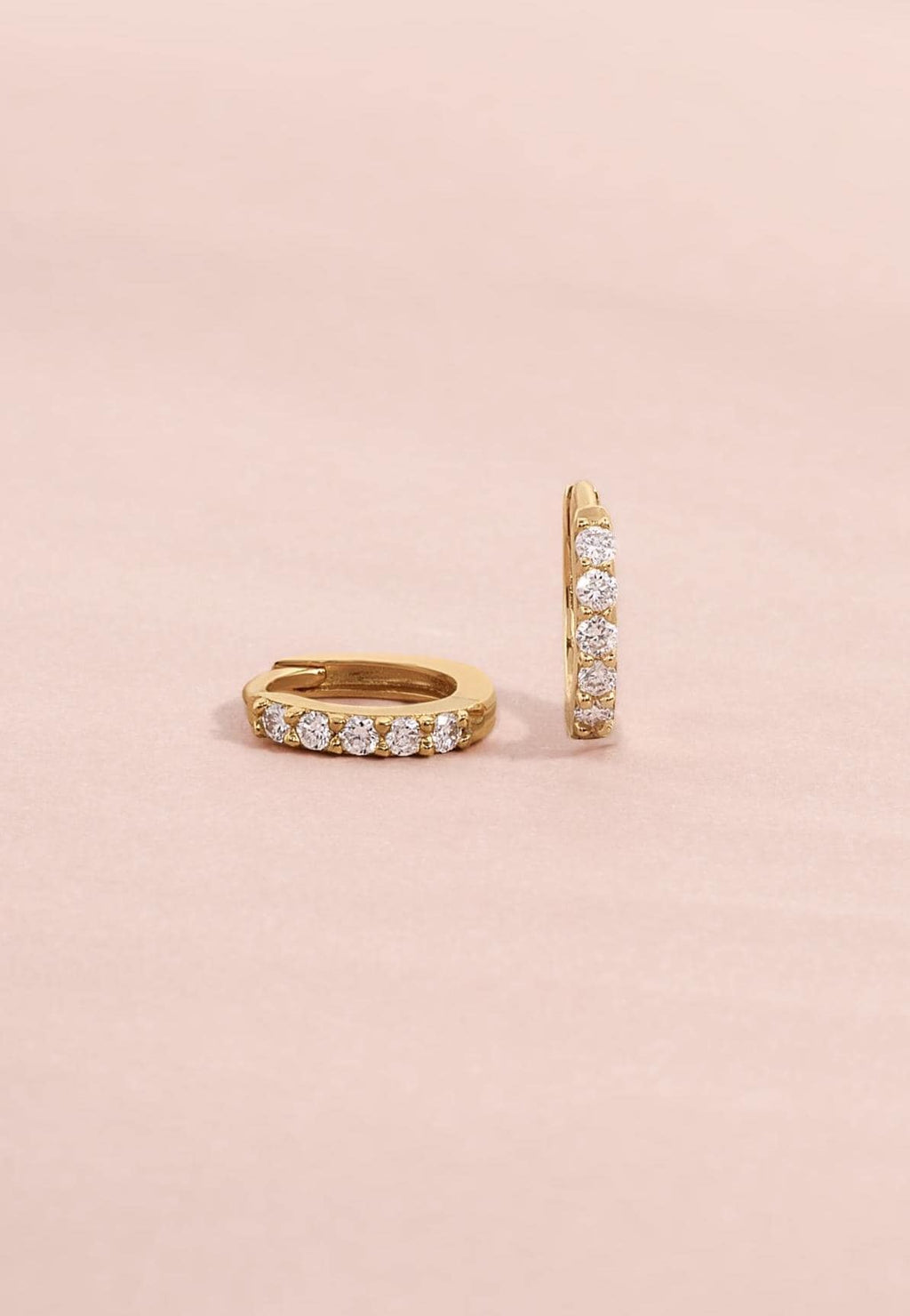 14K Solid Gold Huggie Earrings by Sami Jewels, Diamond Earrings, Solid Gold Earrings